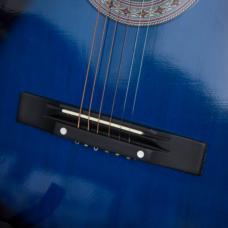 38 Inch Full Size Classical Acoustic Electric Guitar with Premium Gloss Finish - Blue