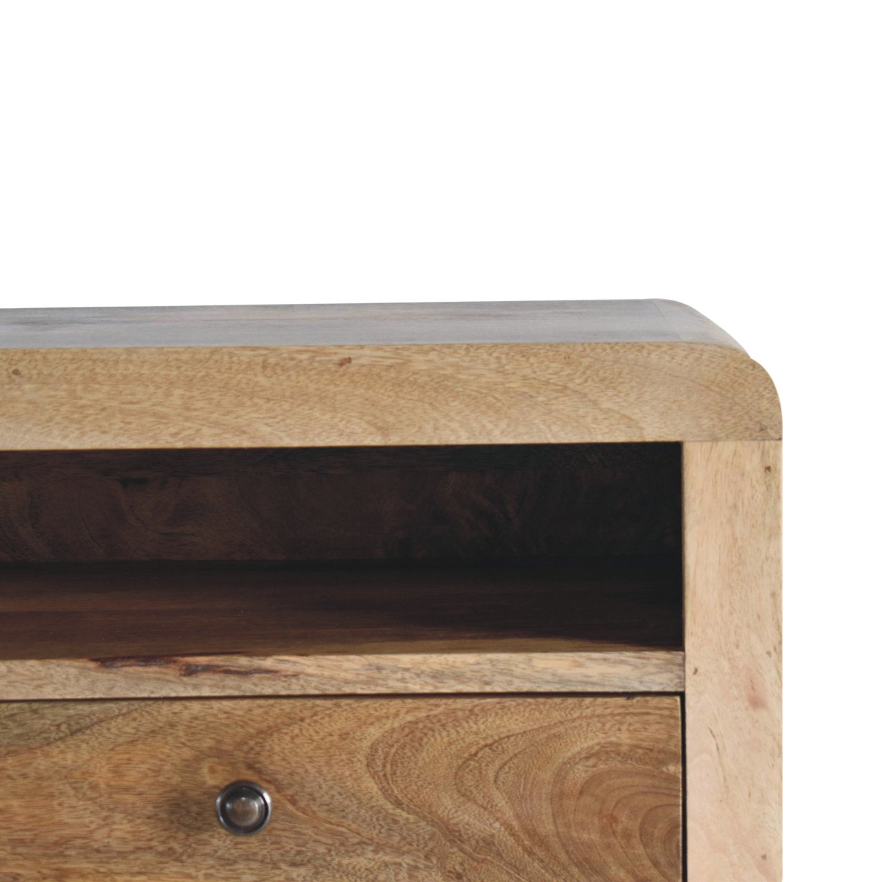 Solid Wood Chunky Floating Bedside, 1 Drawer & Open-Shelf, Oak-ish Brown