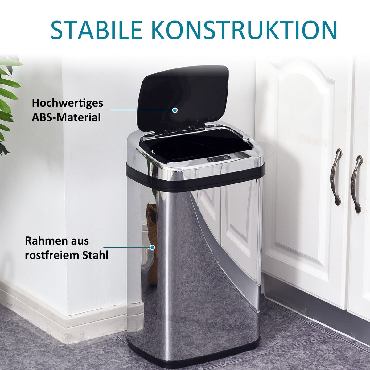 Automatic Sensor Waste Bin 30L IR Square Stainless Steel