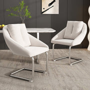 Velvet Dining Chairs, Set of 2 with Cushions, Curved Legs, Beige