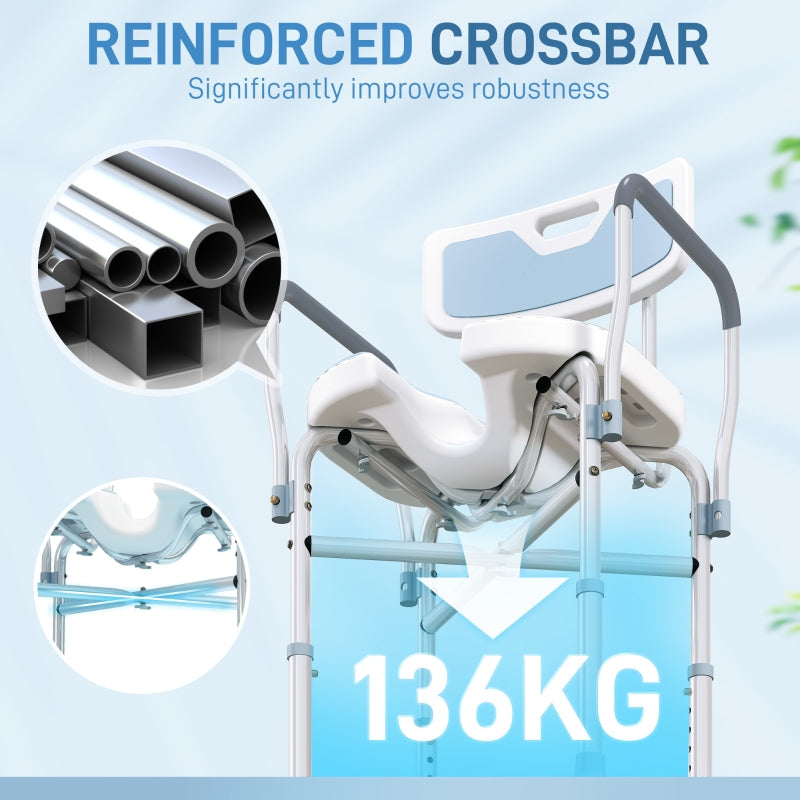 Aluminium Shower Chair Padded Seat Light Blue
