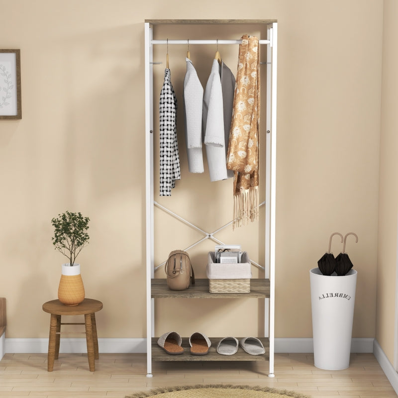 Hallway Coat Rack and Shoe Bench Tree, 2-in-1 Entryway Storage, Grey