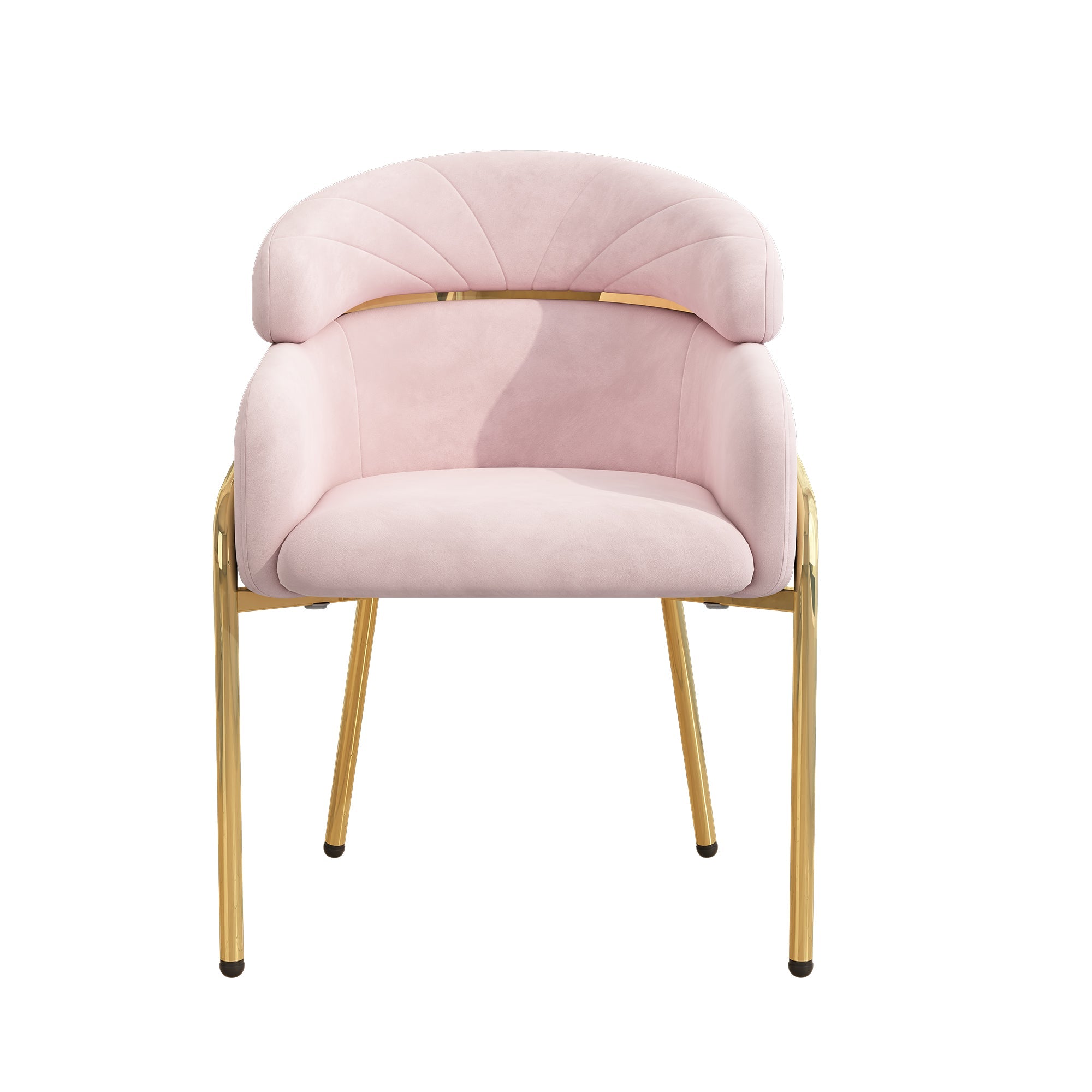 Dining Chair, Single Light Luxury Leisure with Four Metal Legs, Pink Velvet
