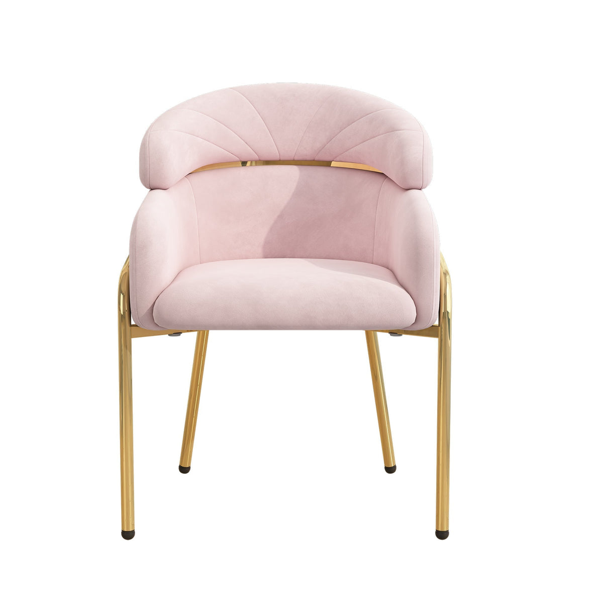 Dining Chair Single Light Luxury with Metal Legs Velvet Pink