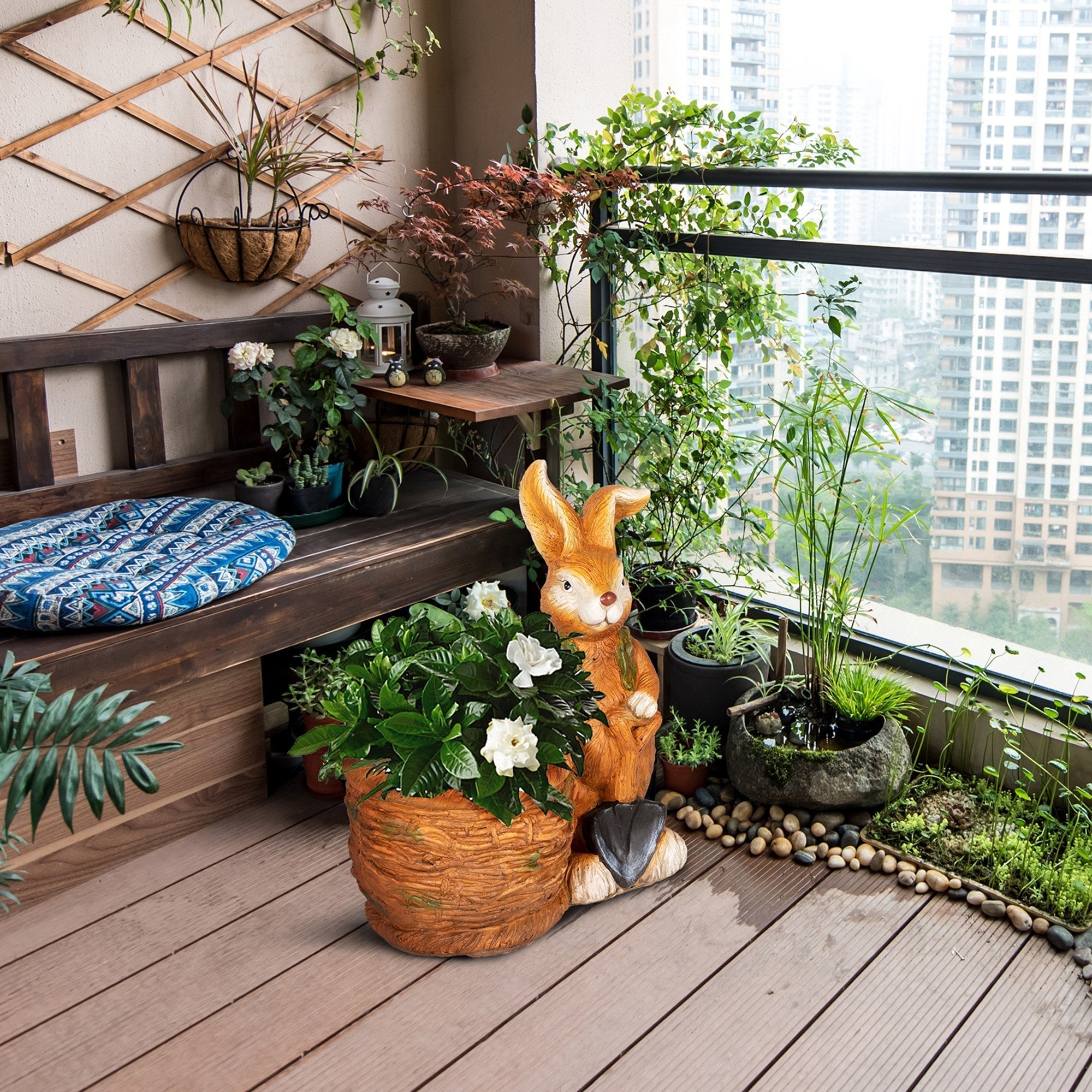 Blumentopf Hase Weidekorb Kräutertopf mit Ablaufloch MgO