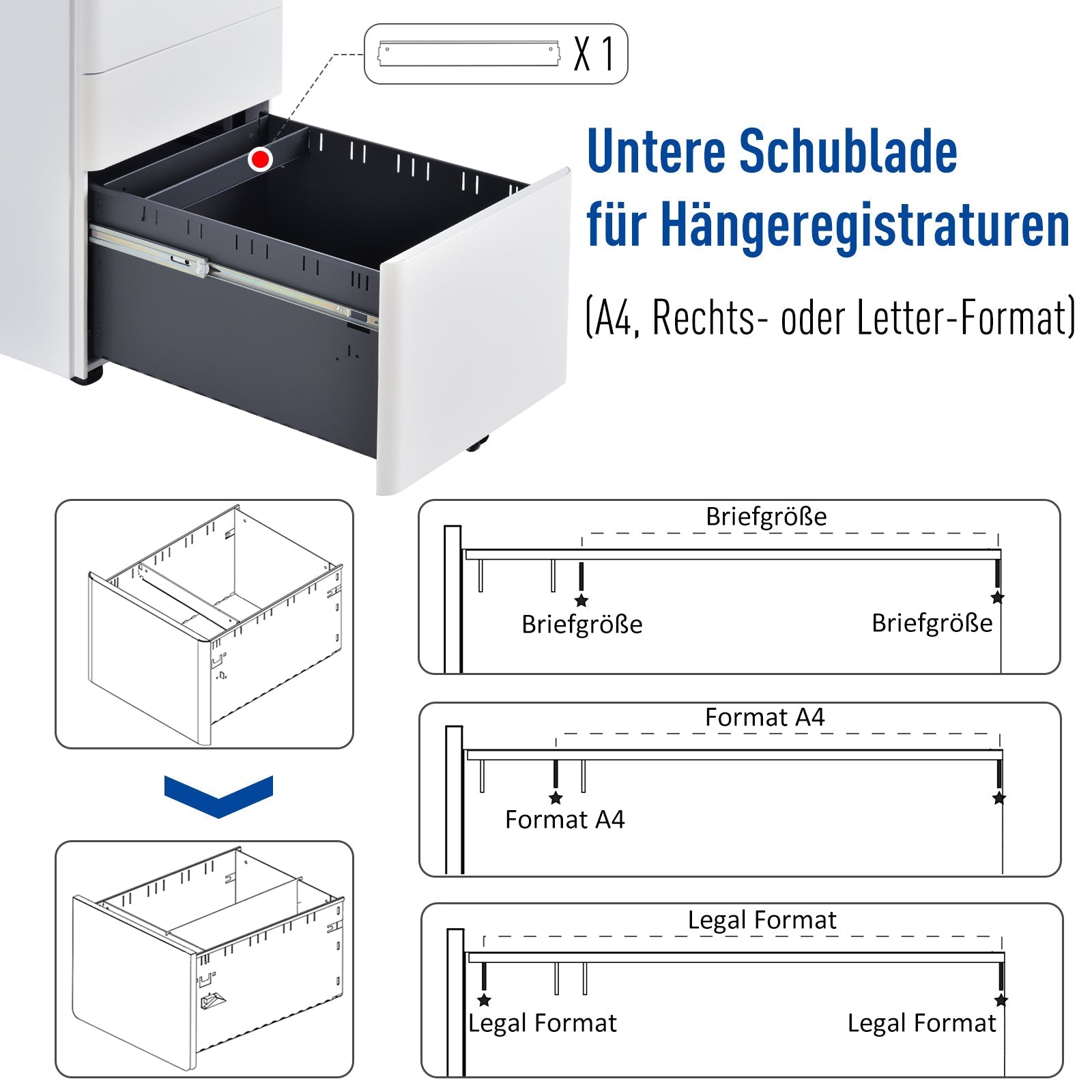 Mobile Filing Cabinet 3 Drawers Office Steel White 39x48x59cm