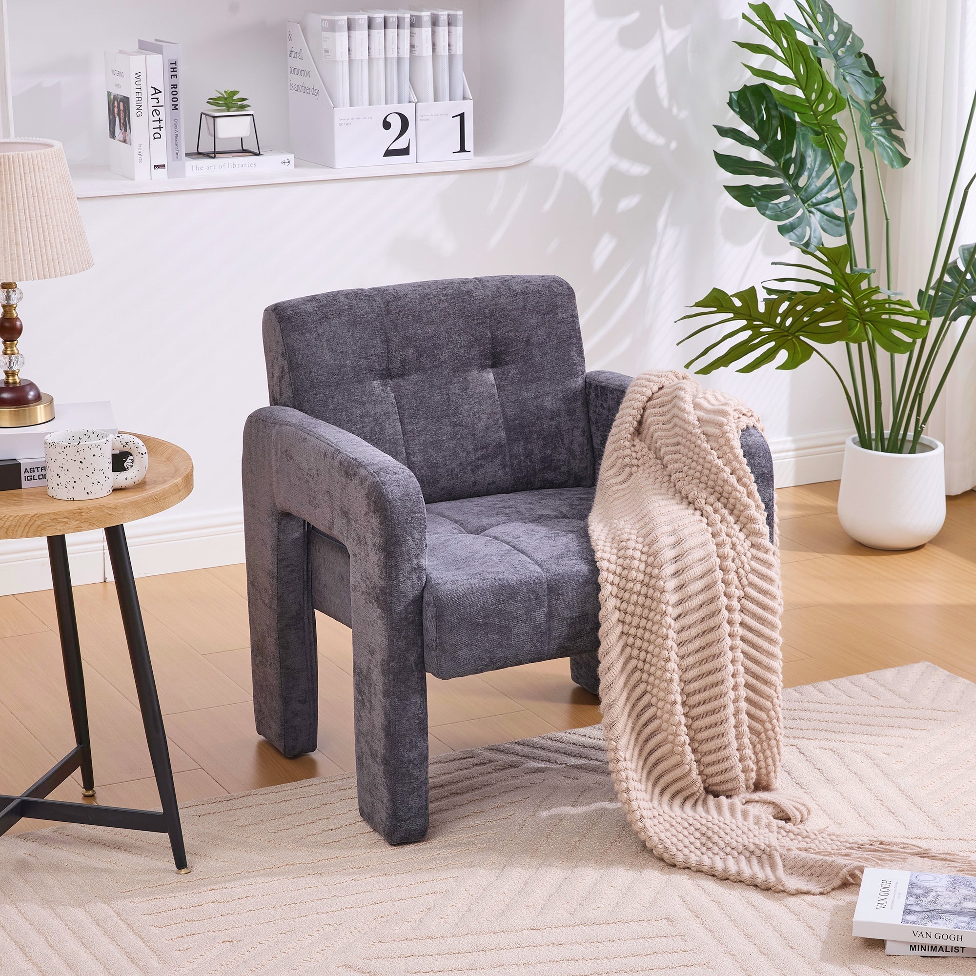 Single Armchair Modern Minimalist Padded Nordic Style - Upholstered