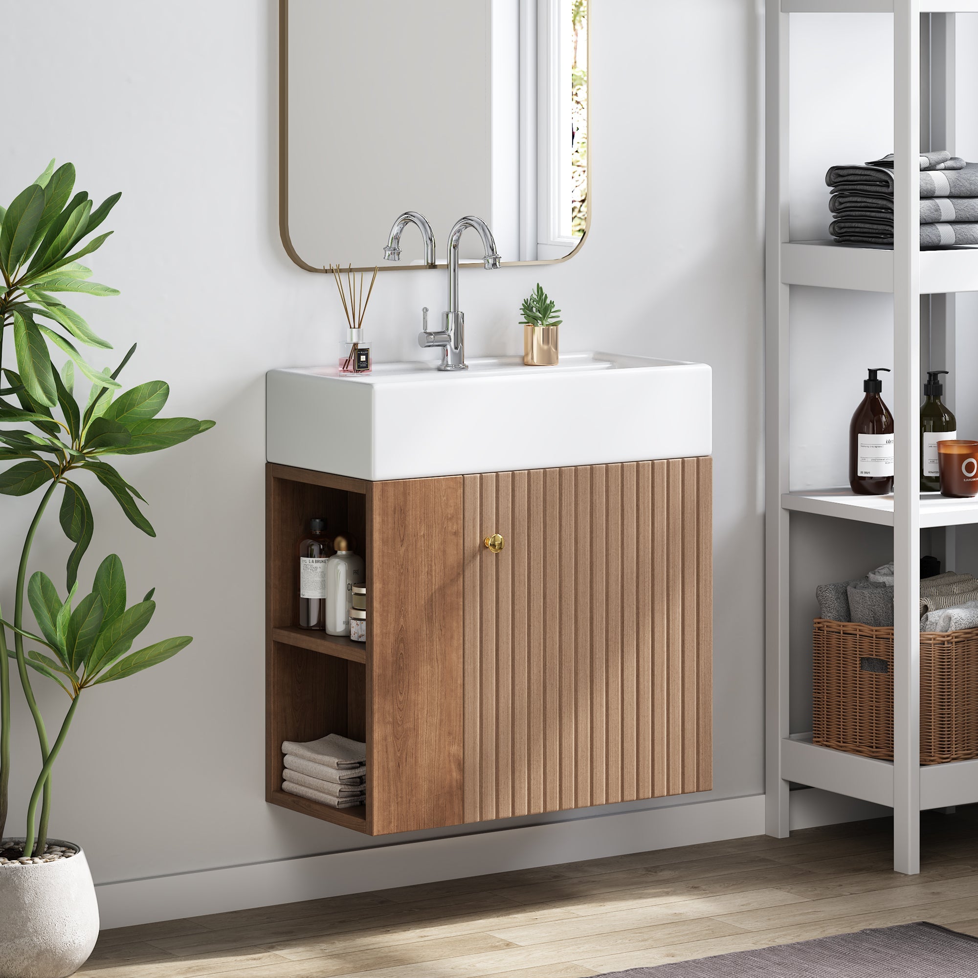 Bathroom Furniture Washbasin, 55cm Vanity Unit, Hanging, White