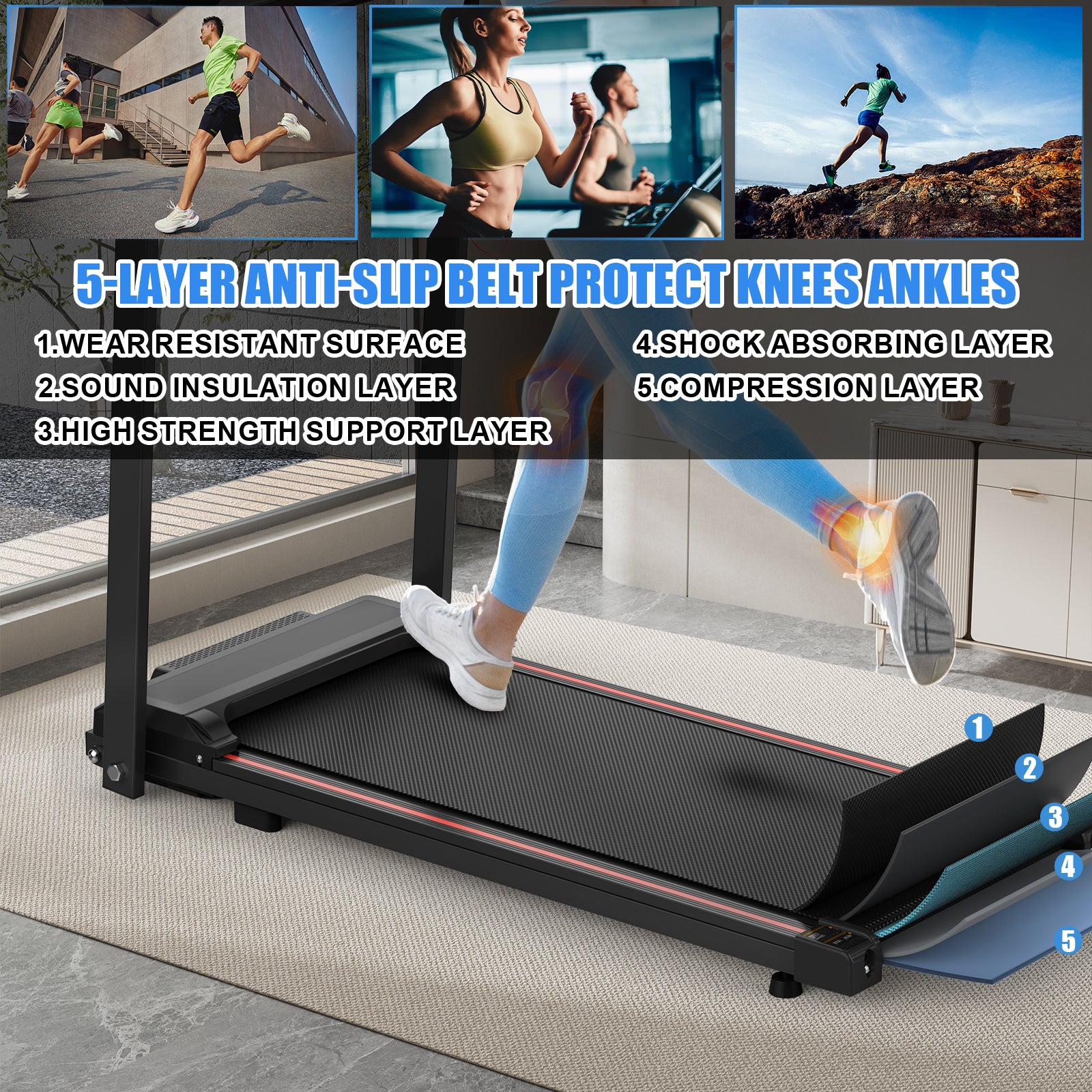 Electric Treadmill, Folding, 12 km/h Max Speed, LED Display, 120 kg Capacity