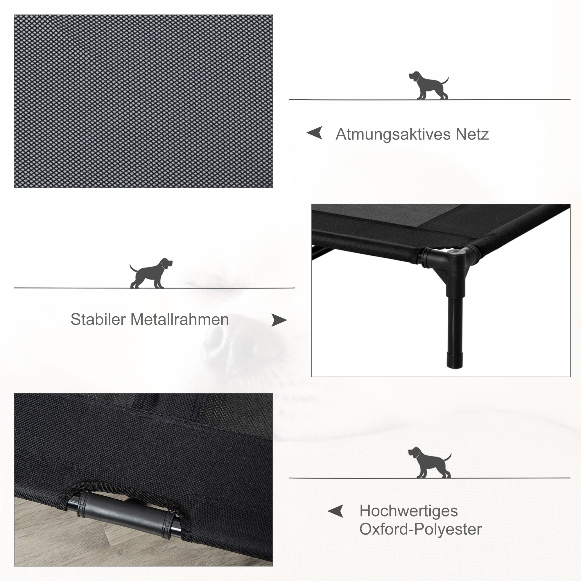 Hundeliege, erhöhtes Outdoor-Bett & Sofa, Oxford Schwarz