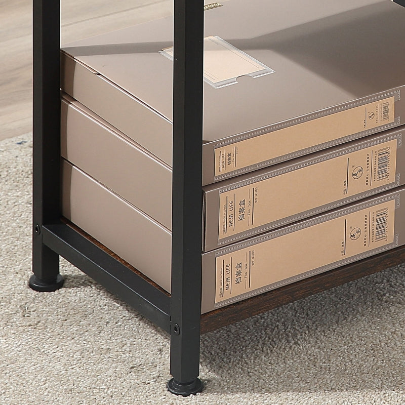 Office Desk, 120 CM with Storage Shelves and Metal Frame, Rustic Brown