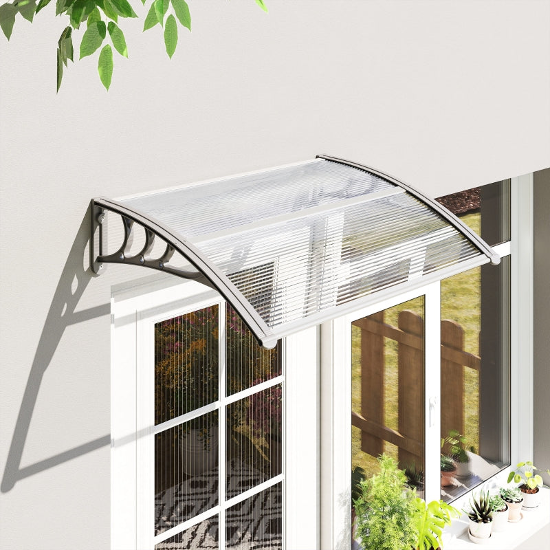 Front Door Canopy Outdoor Awning 100x75cm UV Rain Shelter Polycarbonate Clear