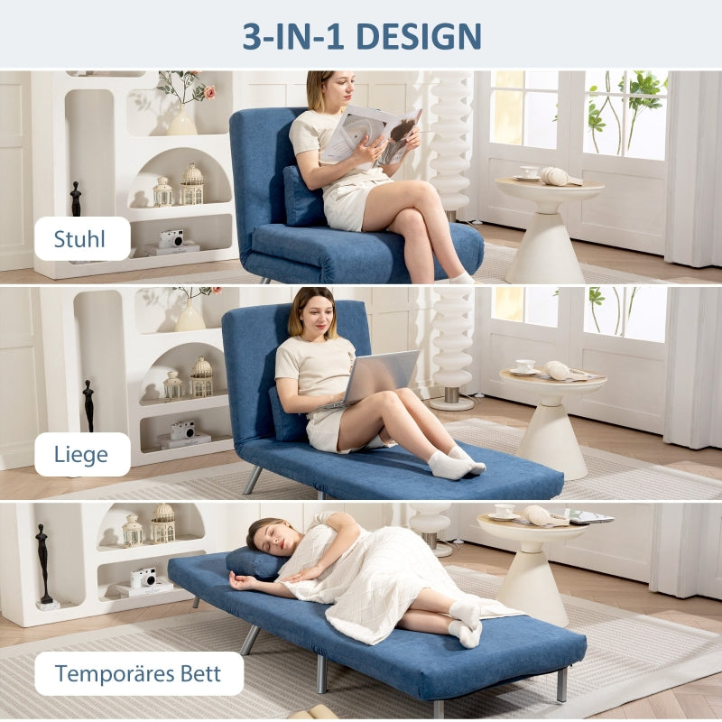 Polstersessel, 2-in-1 Schlafsofa, Stoff Blau