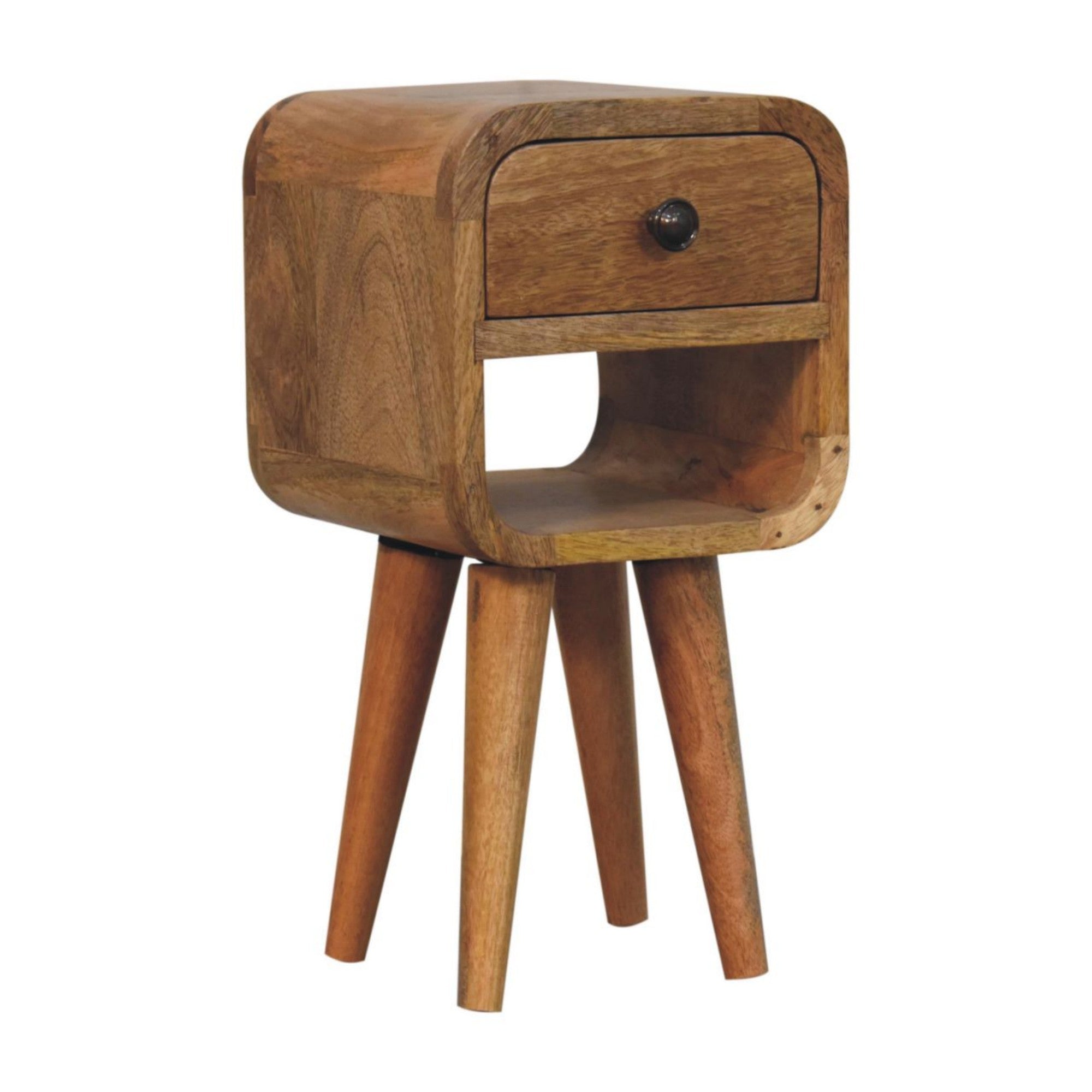 Solid Wood Extra Mini Bedside with 1 Drawer and Open Slot, Brown