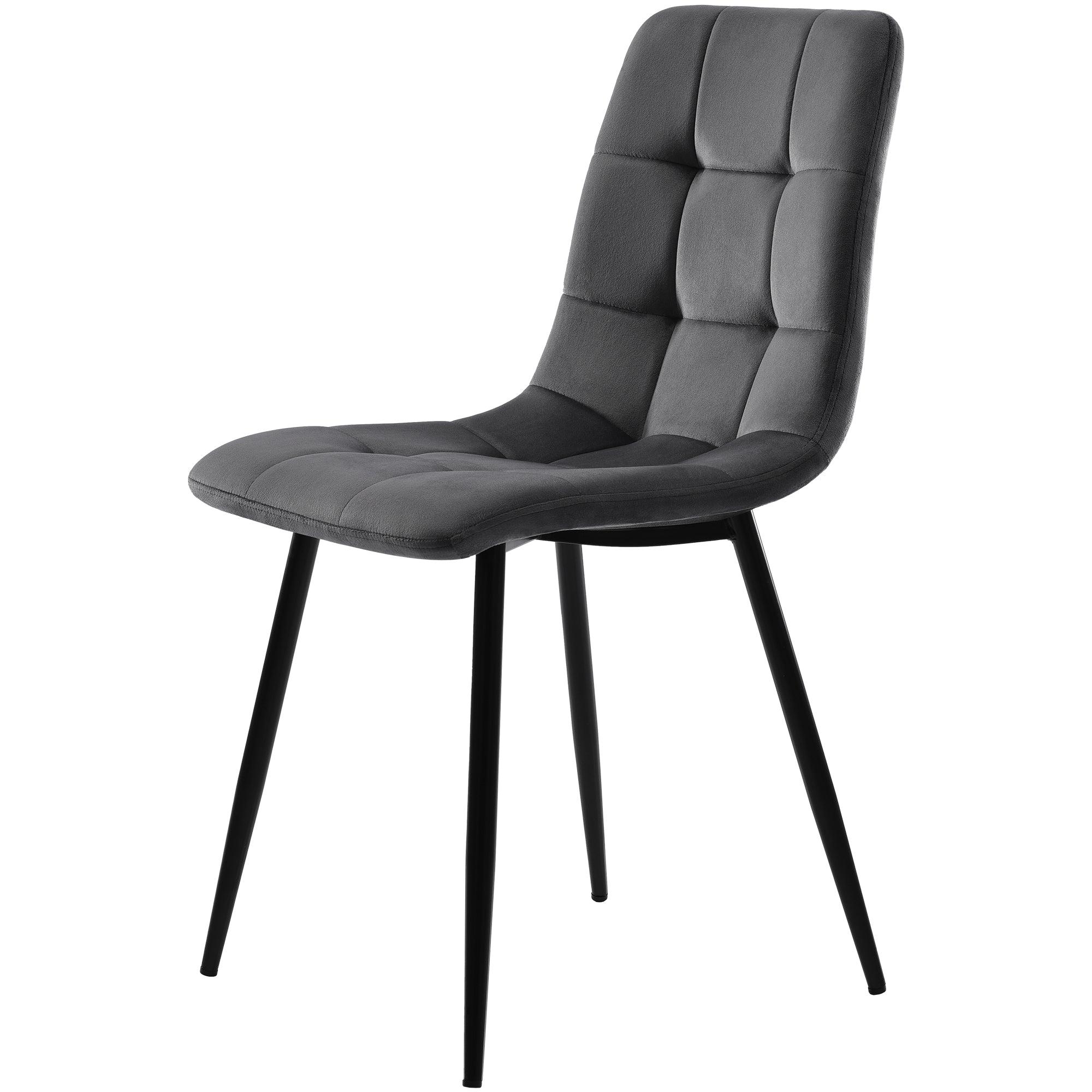 Dining Set Folding 5-Piece 150x80cm Table & 4 Upholstered Chairs Dark Grey Velvet/White MDF Black Legs