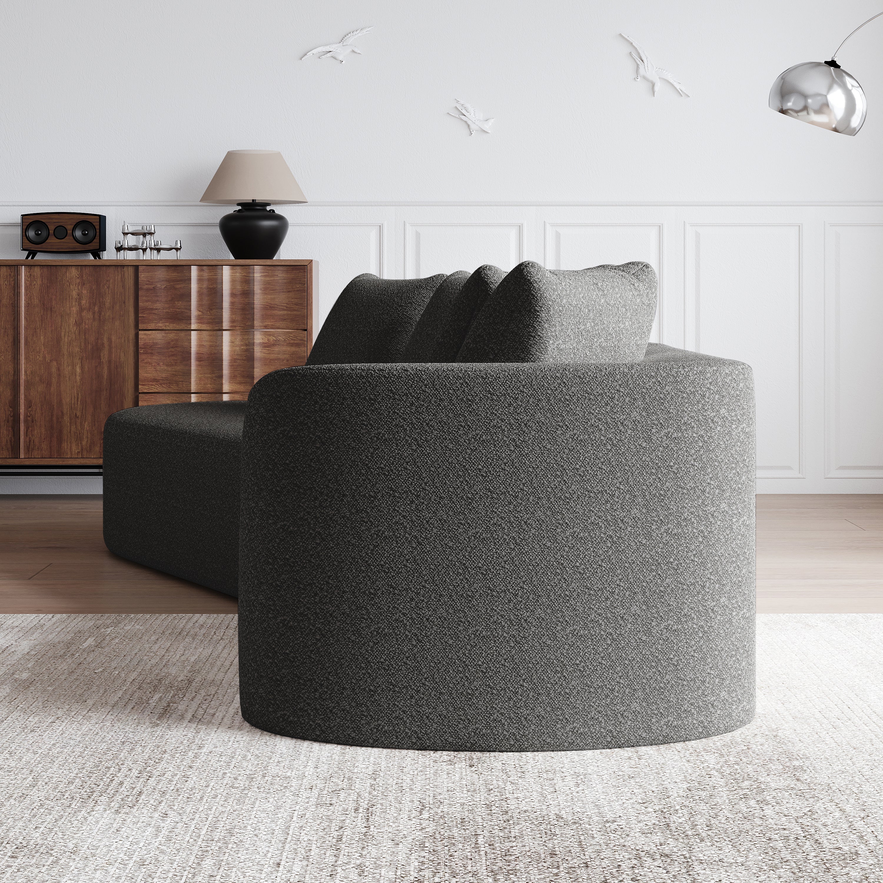 Chenille Sofa, Modern Oversized Corner, 4-Seater, Deep & Wide Seat, Cloud, Chenille