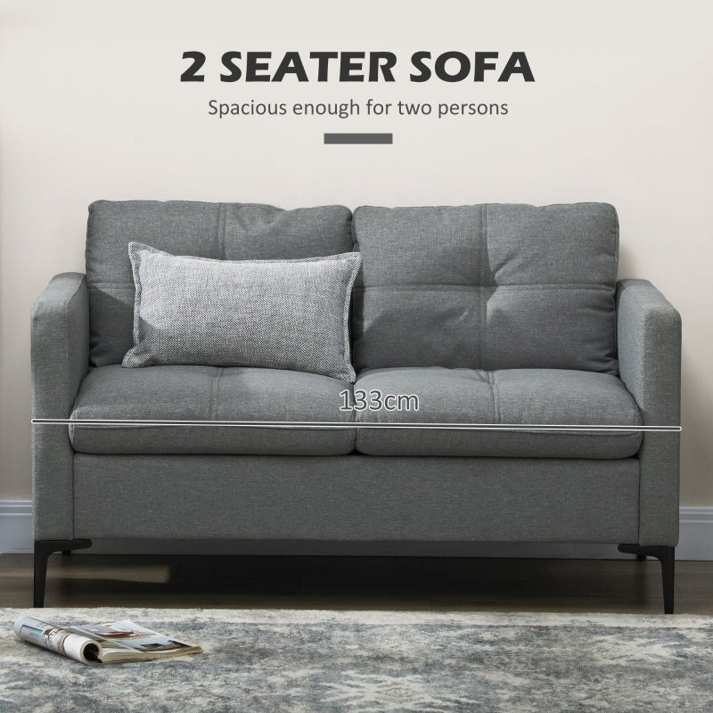 Two-Seater Sofa Steel Legs Grey