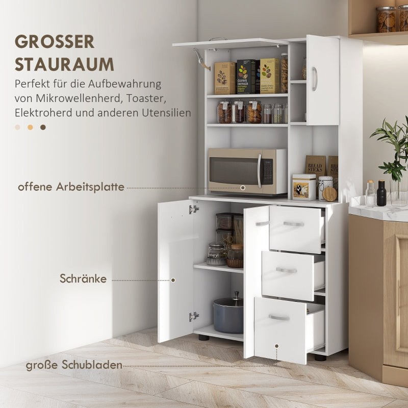 Kitchen Buffet Cabinet Storage with 3 Drawers 3 Shelves 89x168cm White
