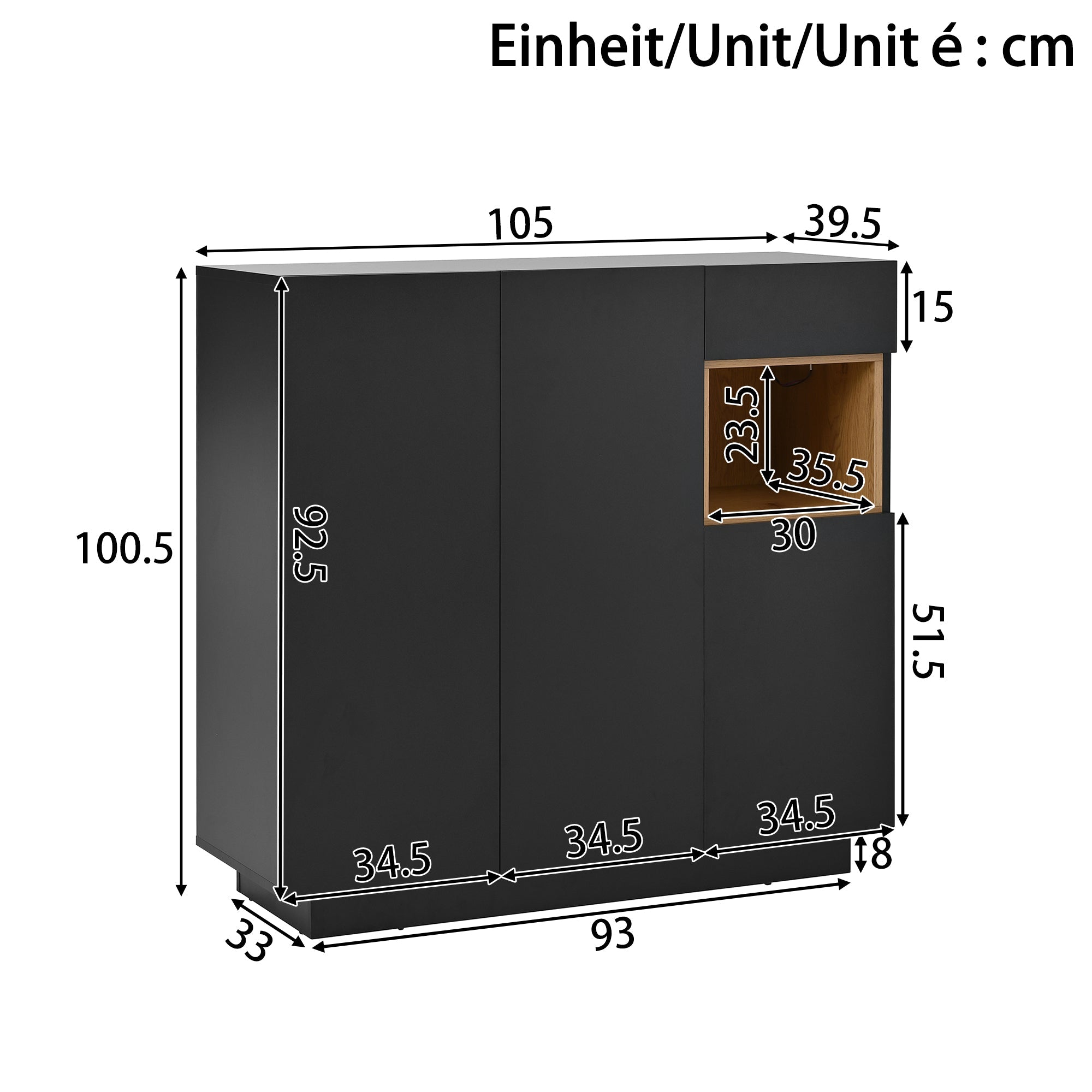 Shoe Cabinet, Adjustable Shelves, Black and Wood