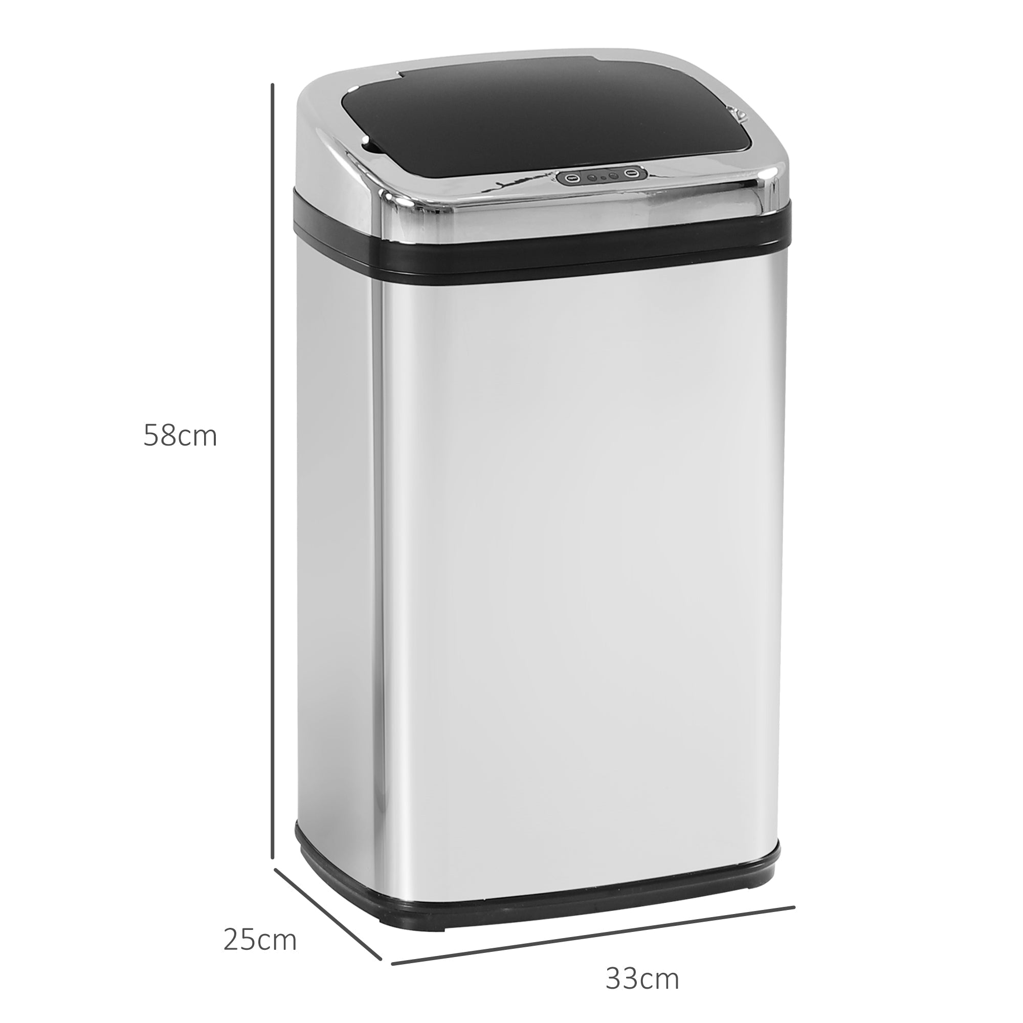 Automatic Sensor Waste Bin 30L IR Square Stainless Steel