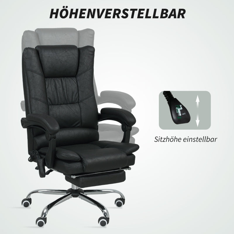 Vinsetto Massage Office Chair, Footrest, Height-Adjustable, Black