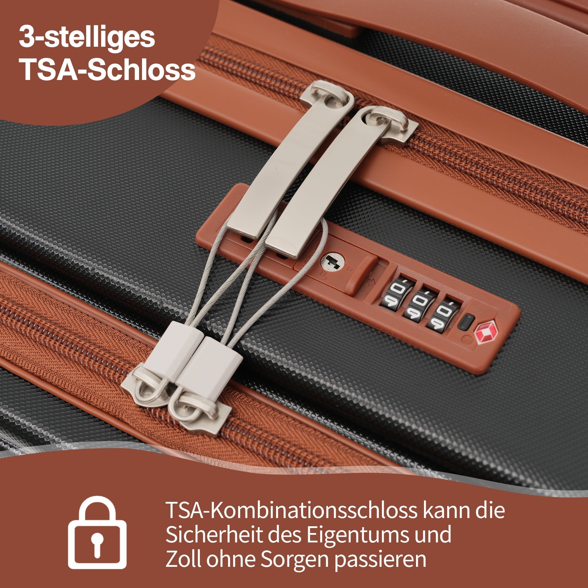 Three-piece Luggage Set – Front-Opening, Foldable Cup Holders, TSA Lock, 360° Wheels, ABS Material