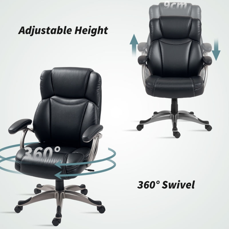 Office Chair Adjustable Height with Faux Leather - Black