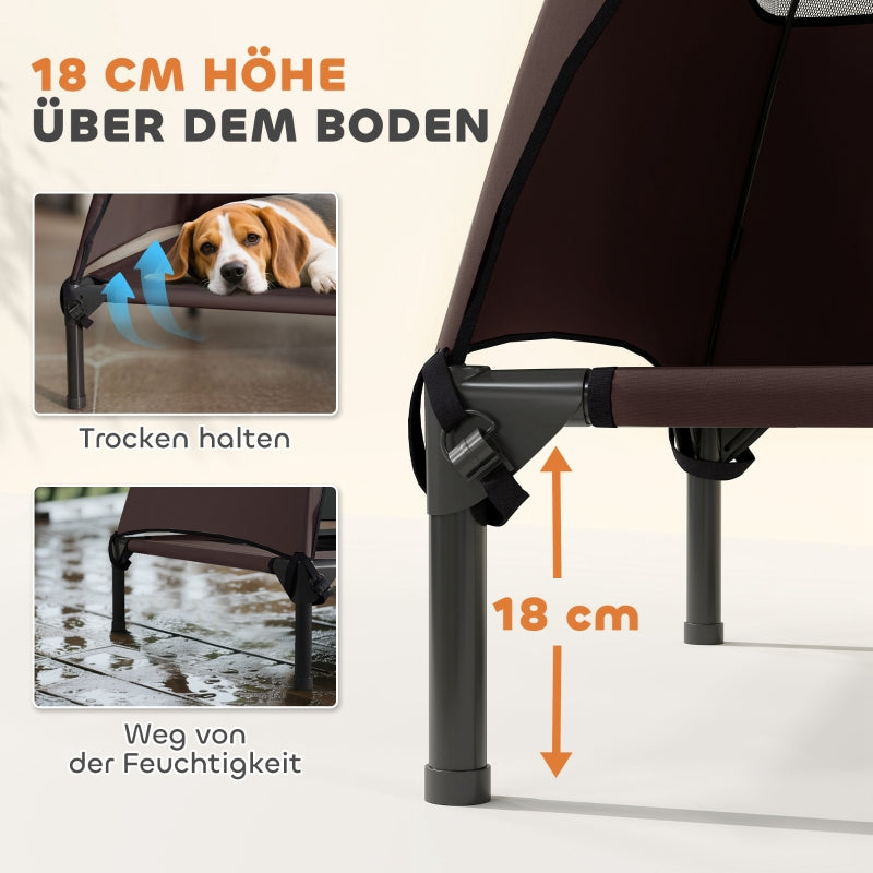 Hundebett für draußen, erhöhtes Dach für große Hunde, Kaffee