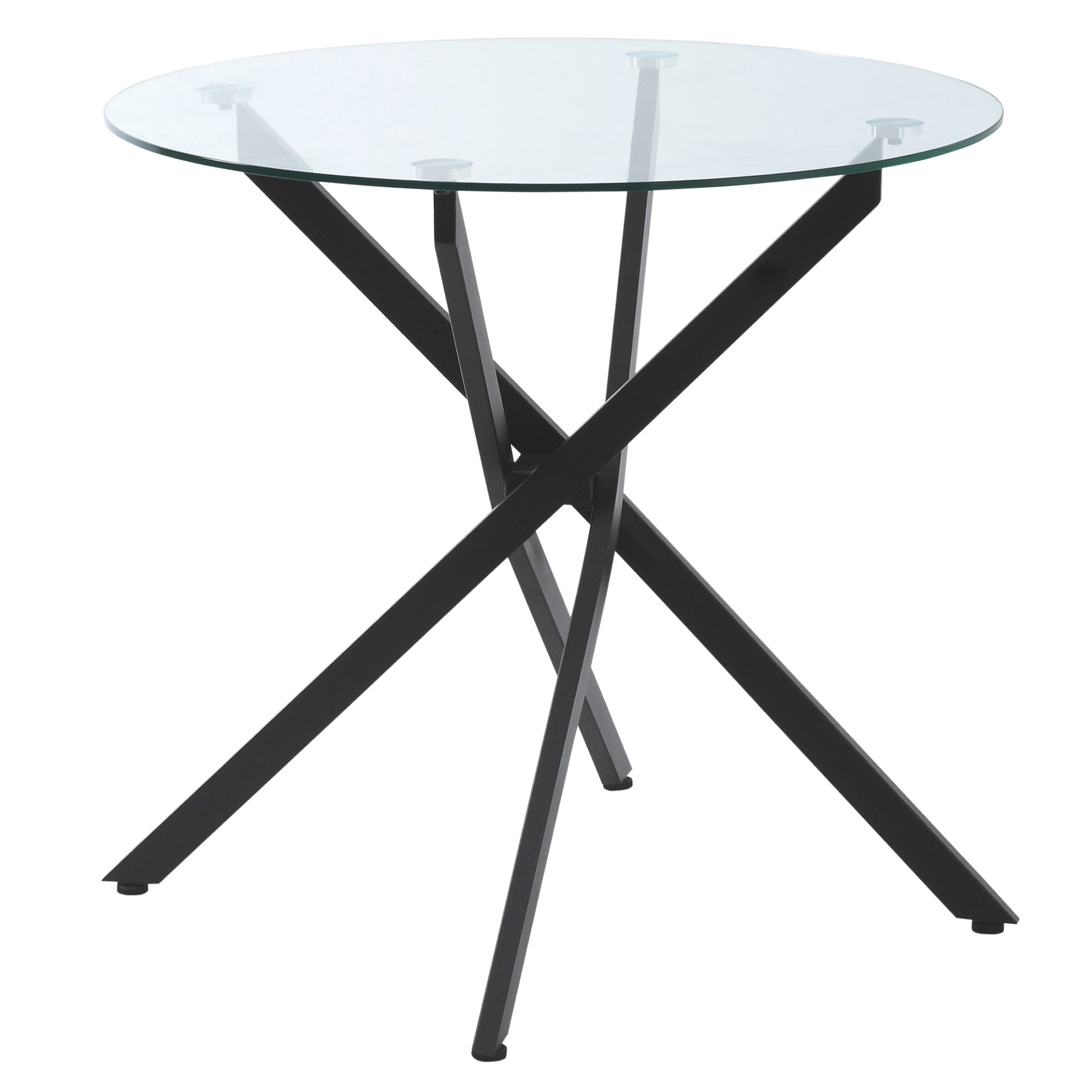 Couchtisch, runder Glas-Beistelltisch mit Sicherheitsglas, schwarzer Metallrahmen
