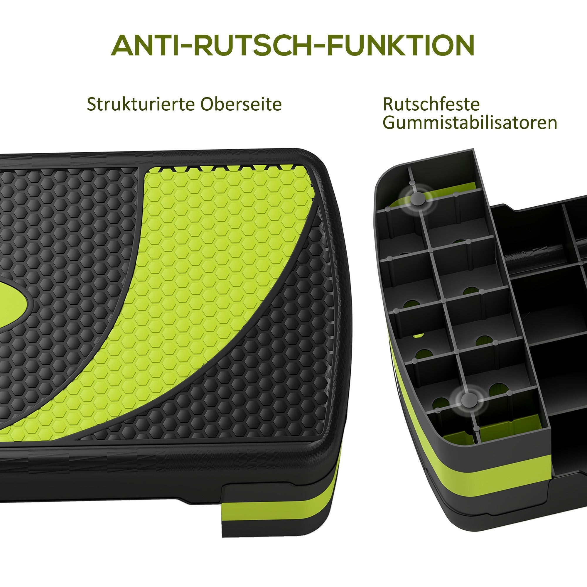 Step Board Aerobic Stepper, Adjustable 3 Levels, 150 kg, Green