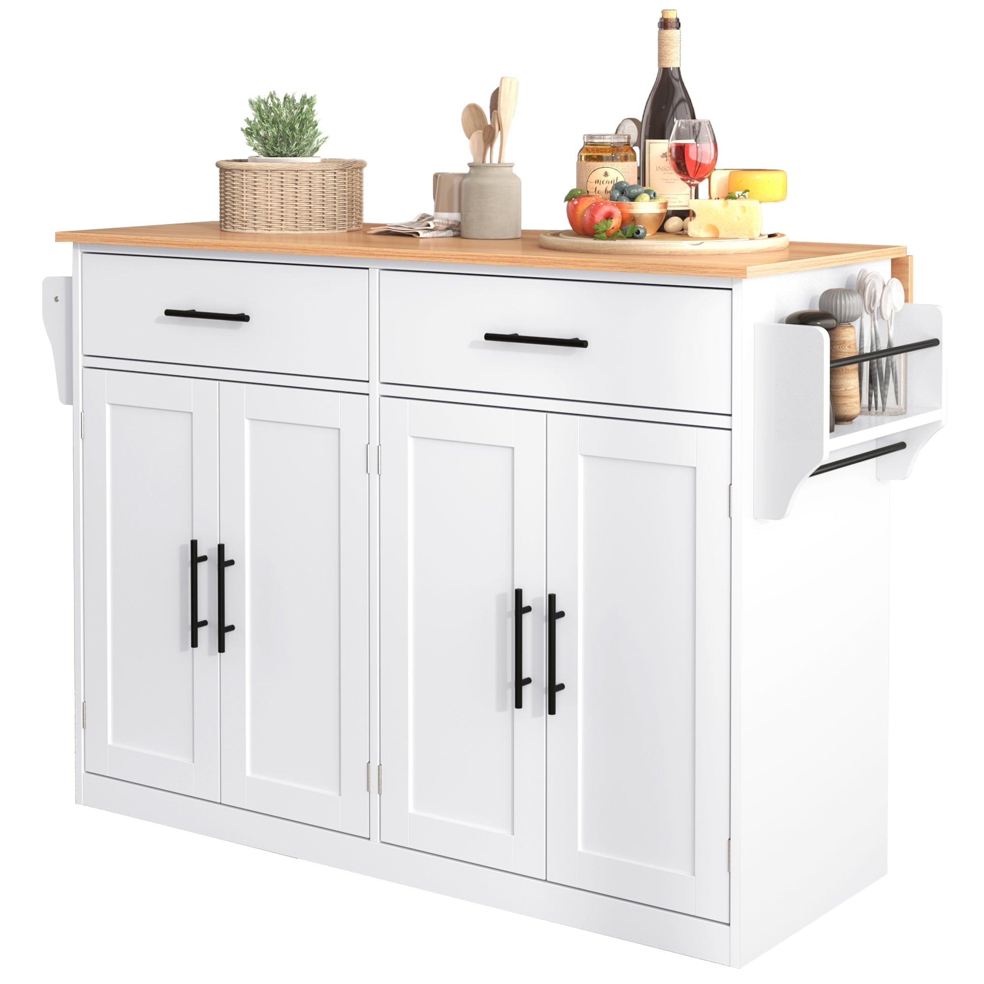 Serving Trolley Folding Tabletop Casters Interchangeable Legs - White