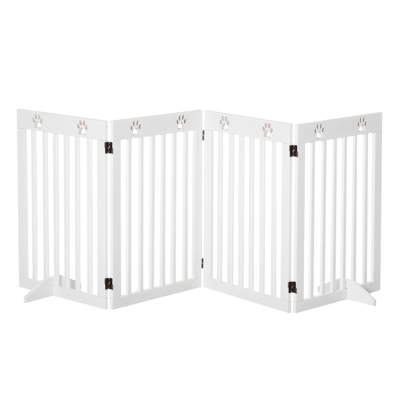 Wooden Pet Gate, Freestanding Foldable Dog Barrier with Support Feet