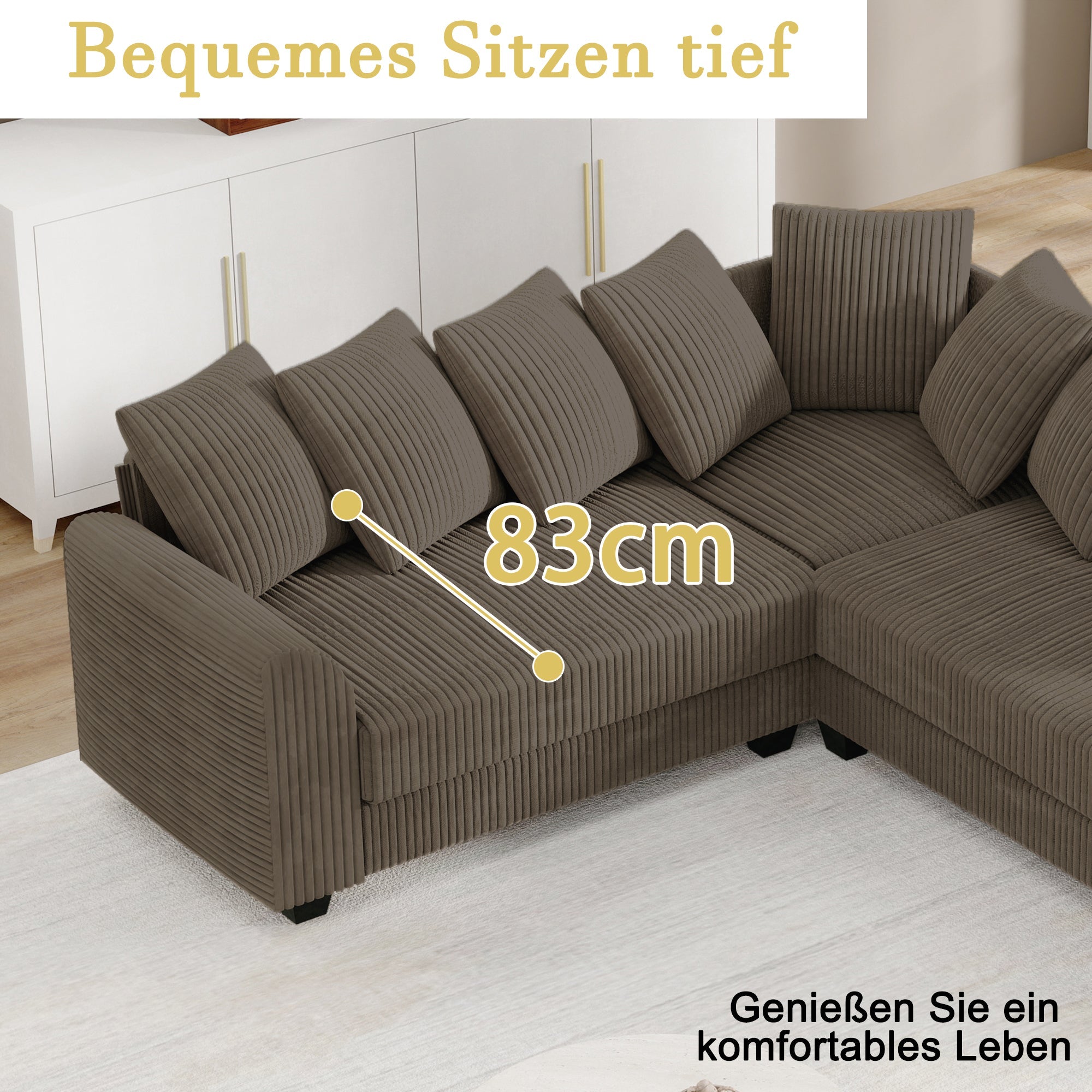 Modular Combination Sofa L-Shaped Corner with Movable Cushions