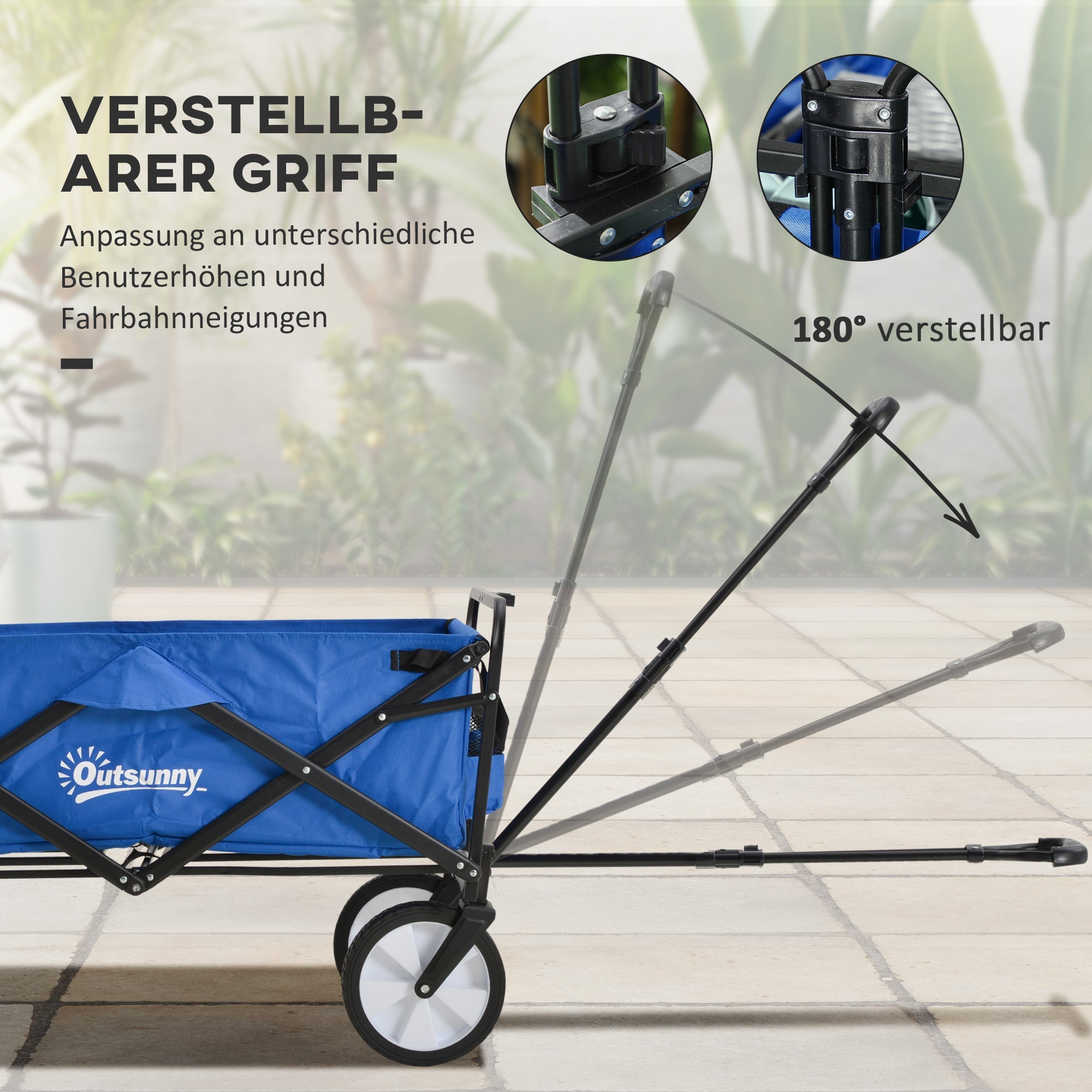 Handcart, Foldable 360° Garden Beach Transport Cart, Steel Frame Oxford