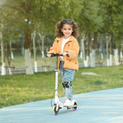 Children's Scooter with Double Brakes and Metal Frame, Foldable for Ages 3-8, White