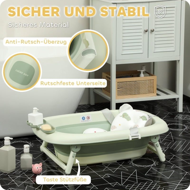 Baby-Badewanne, faltbares, rutschfestes Elefanten-Badkissen, Grün