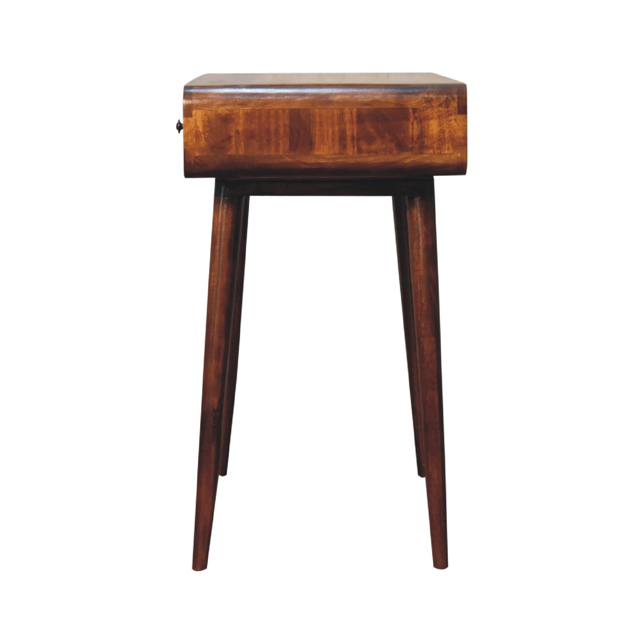 Solid Wood Writing Desk, Curved 1 Drawer 1 Shelf, Chestnut Brown