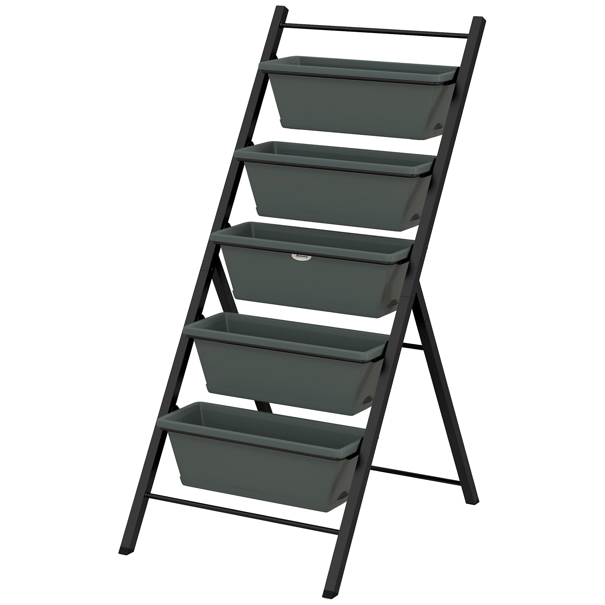 5-Tier Vertical Raised Garden Planter with 5 Container Boxes, Outdoor Plant Stand, Grey