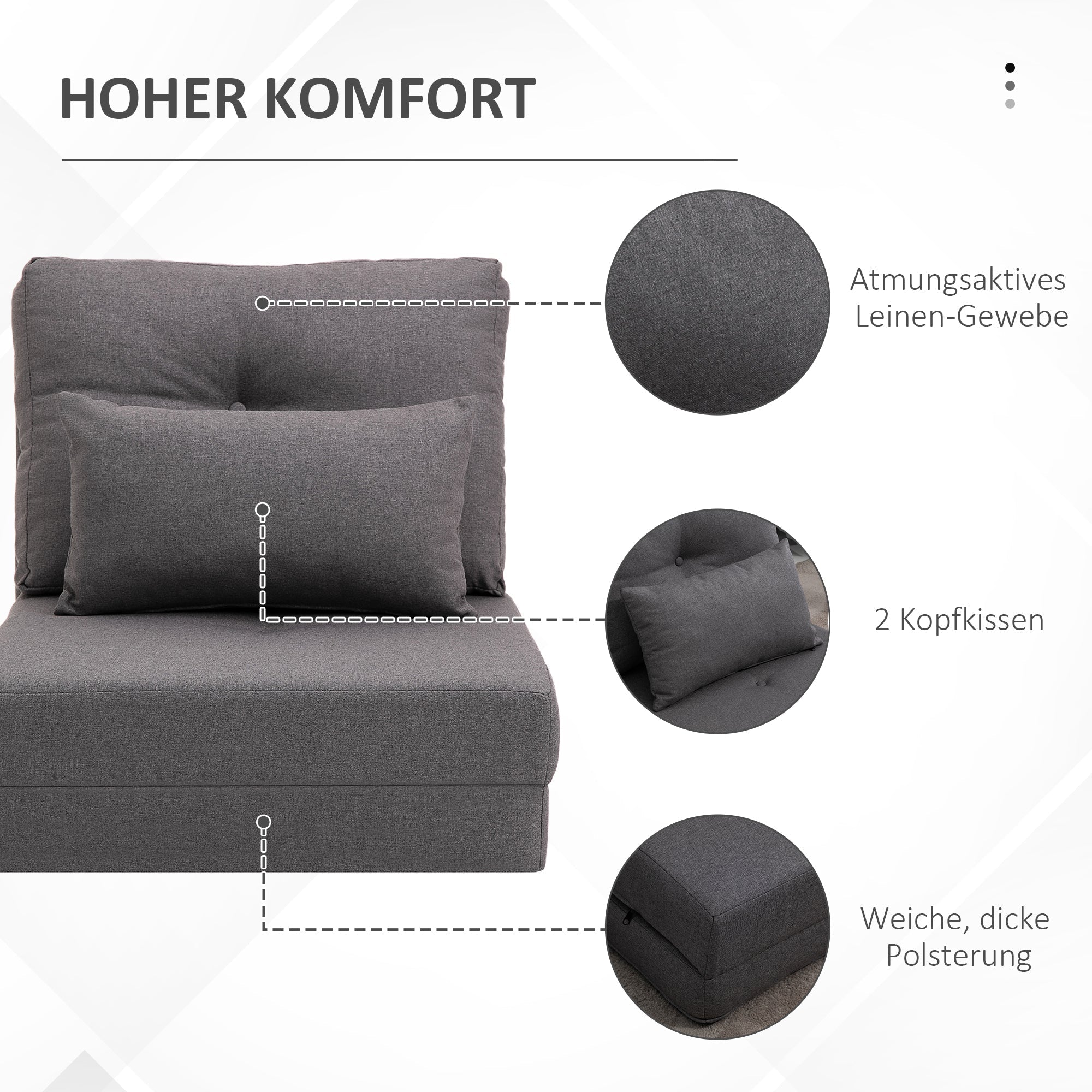 Floor Chair Folding Bed Sofa Adjustable Linen