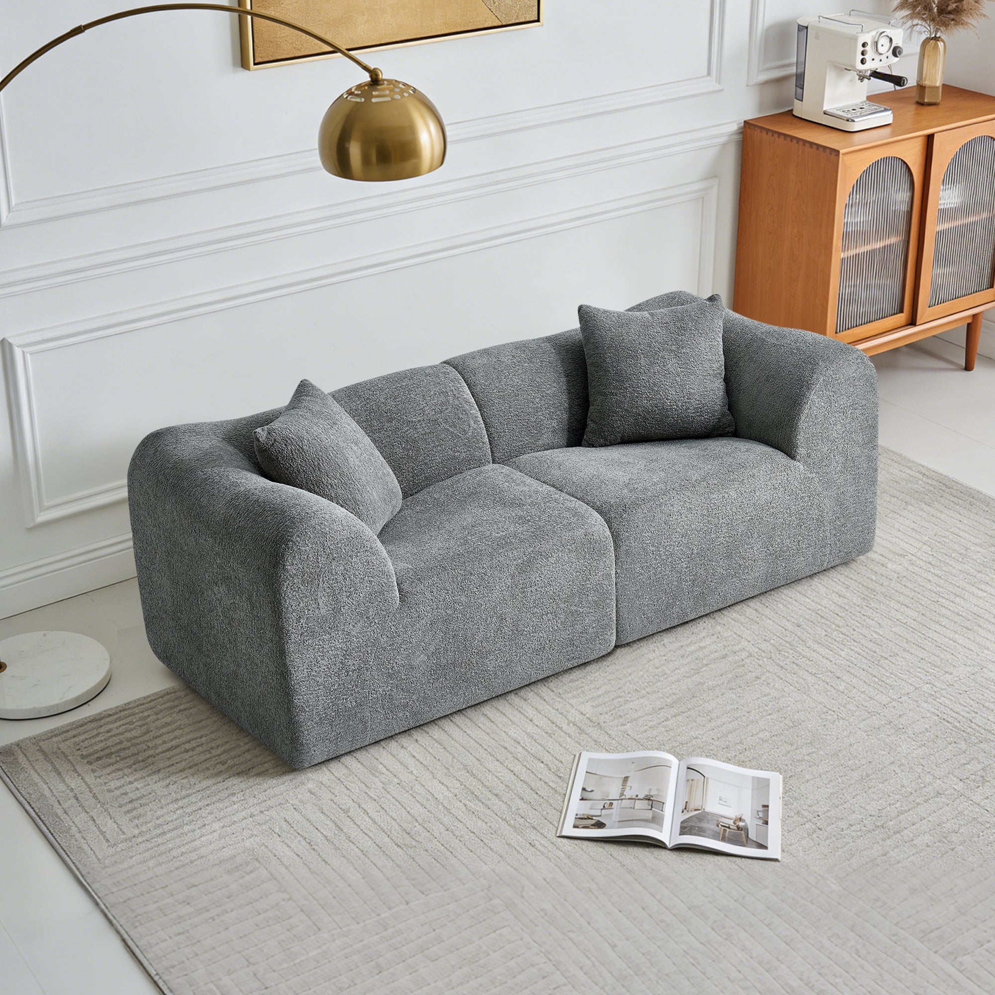 Modern Loveseat 2-Seater Space-Saving with Cushions - Velvet