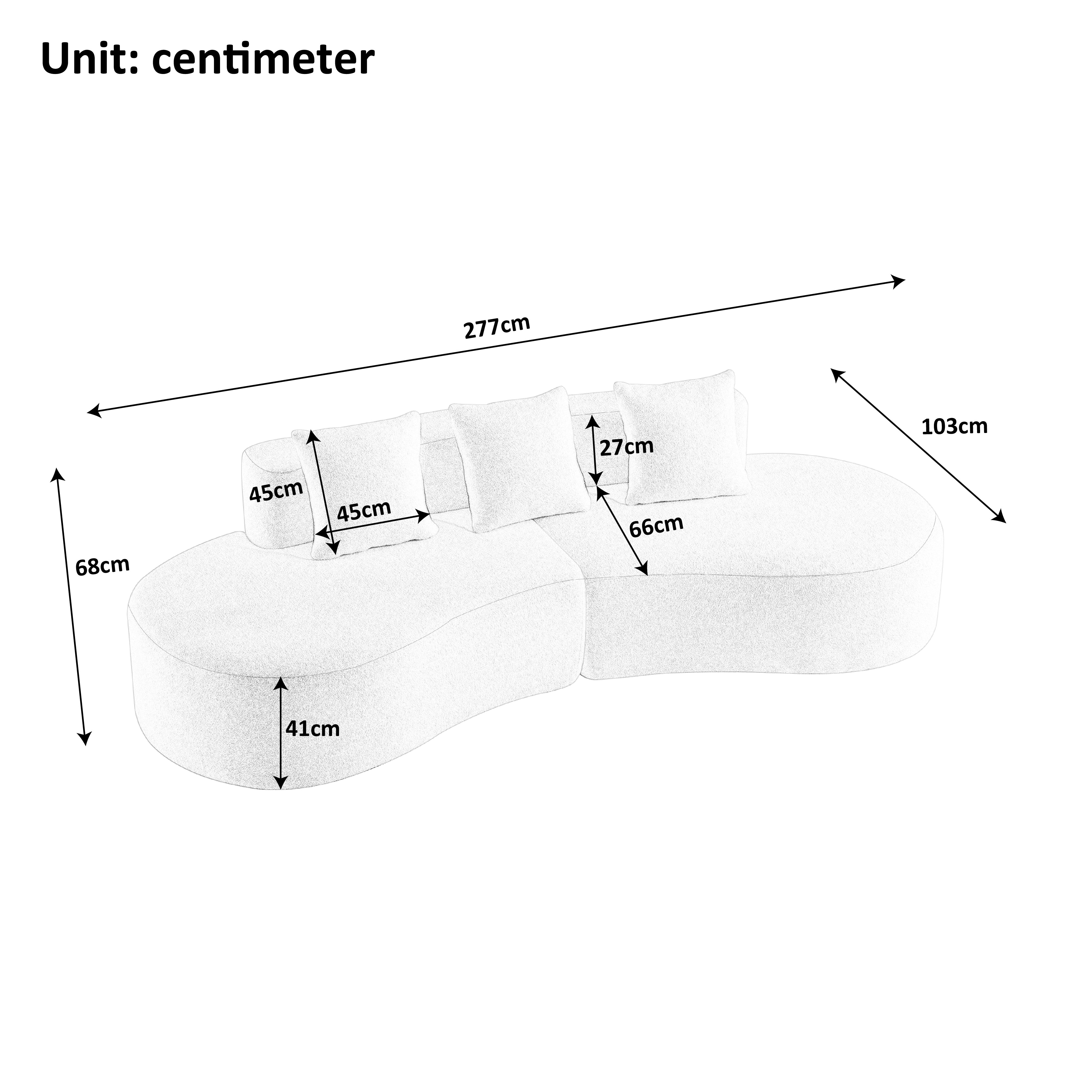 Corner Sofa Modern Curved 3-Seater - Bouclé