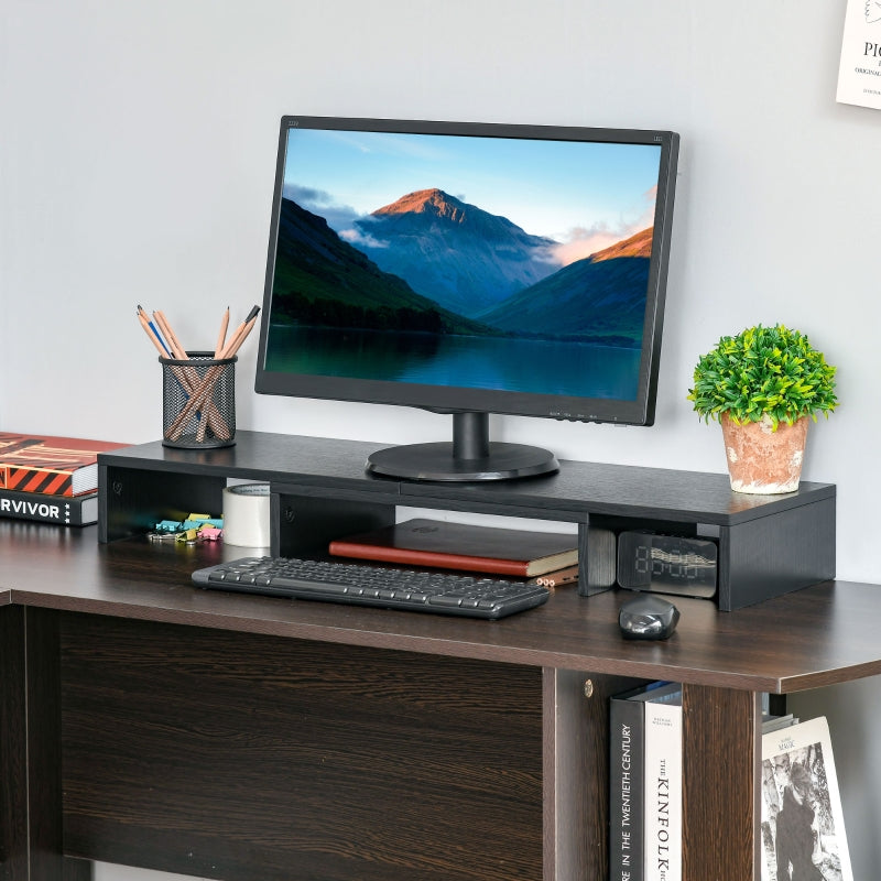 Vinsetto Monitor Stand, Dual Screen Riser Adjustable, Black