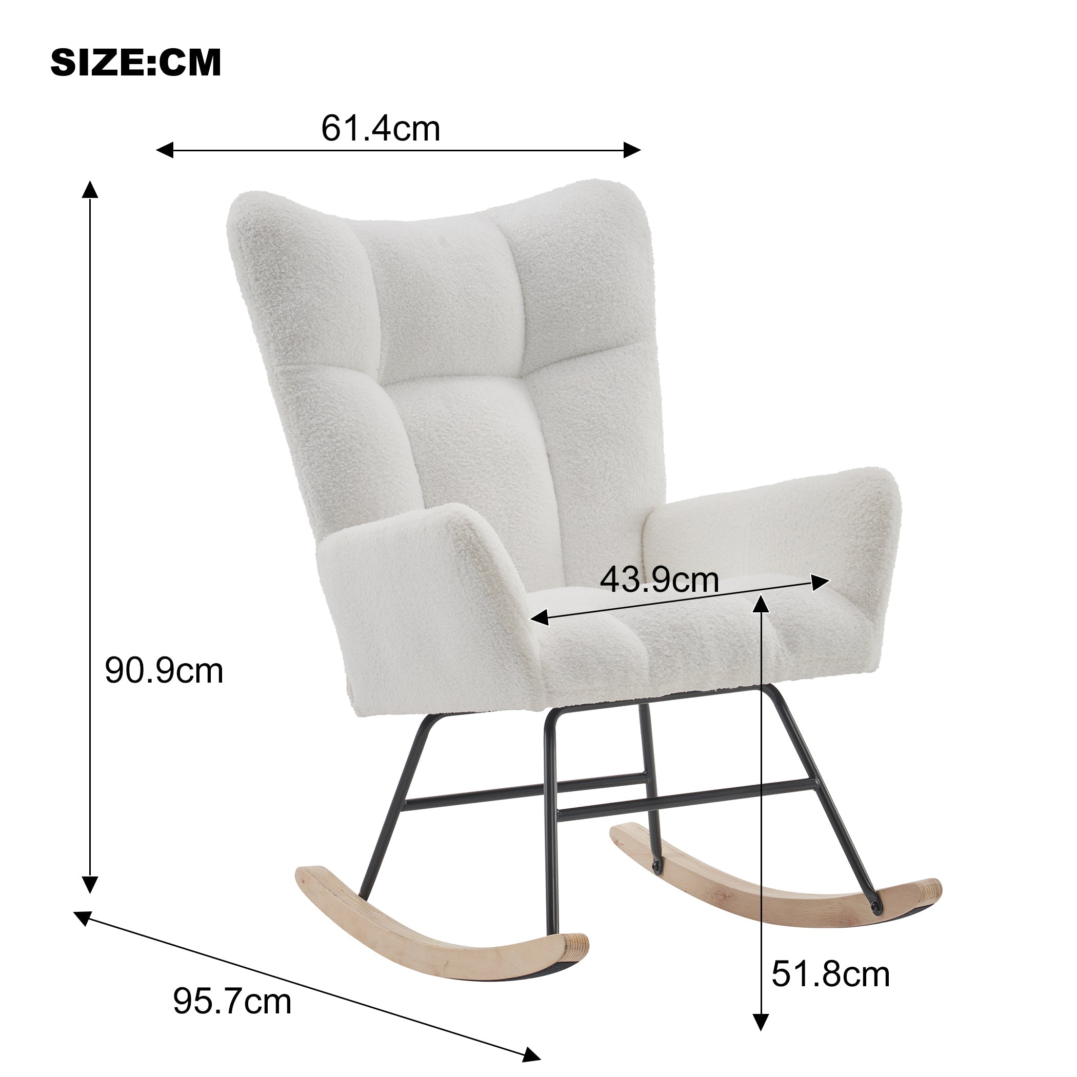Modern Rocking Chair High Back Armrests - Grey