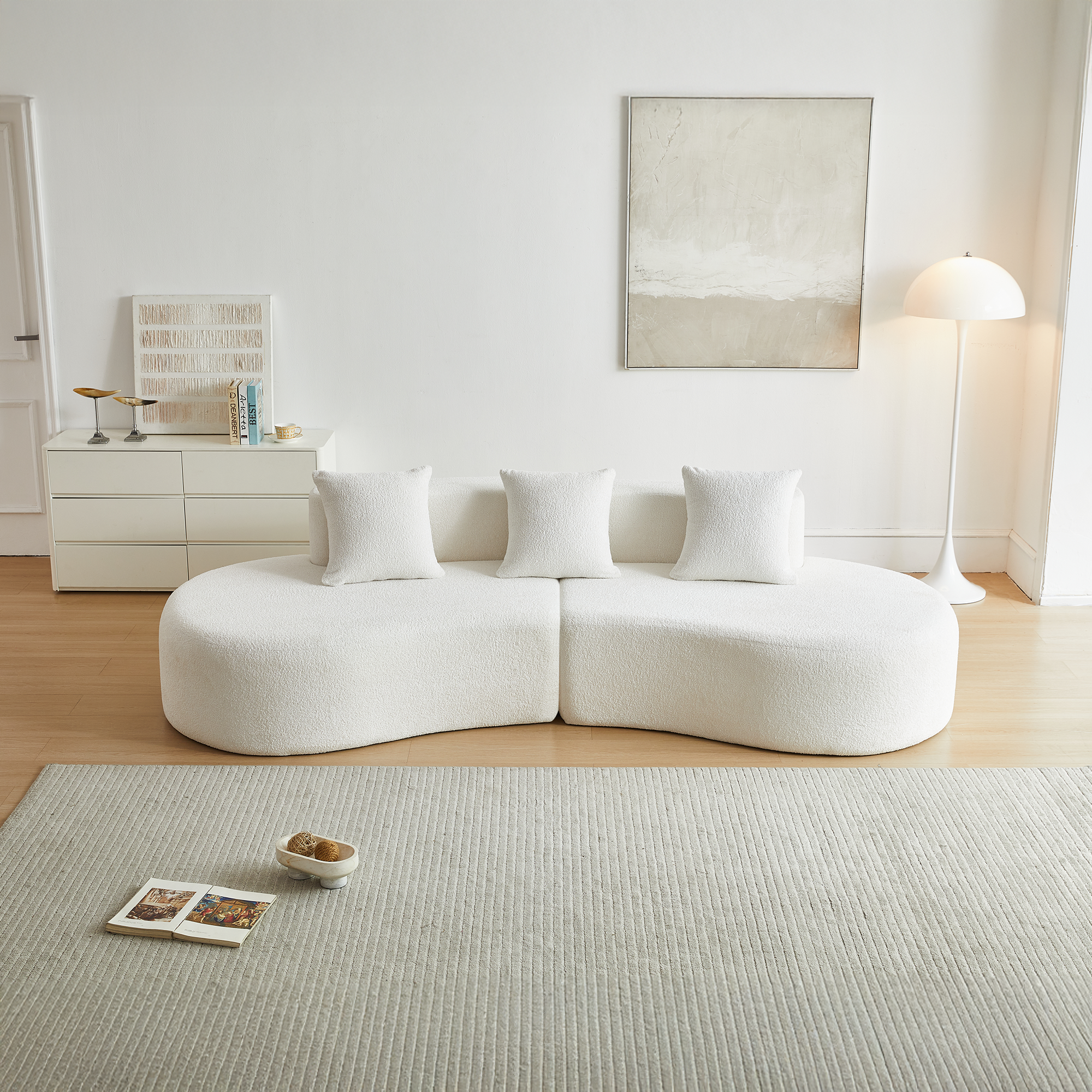 Modern Sectional Sofa, Curved 3-Seater Couch, Stylish and Comfortable