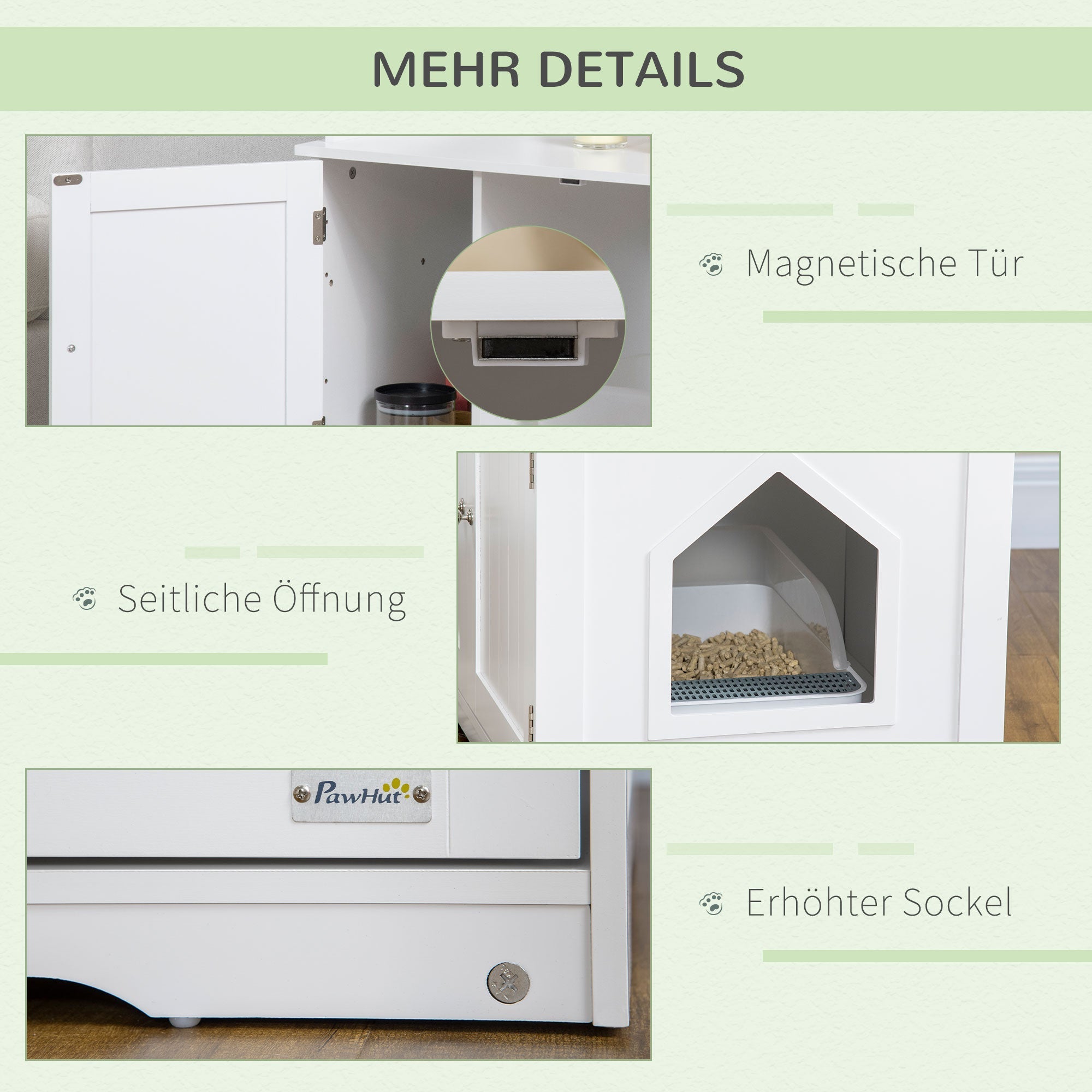 Cat Litter Box, Adjustable Divider Magnetic Doors, White