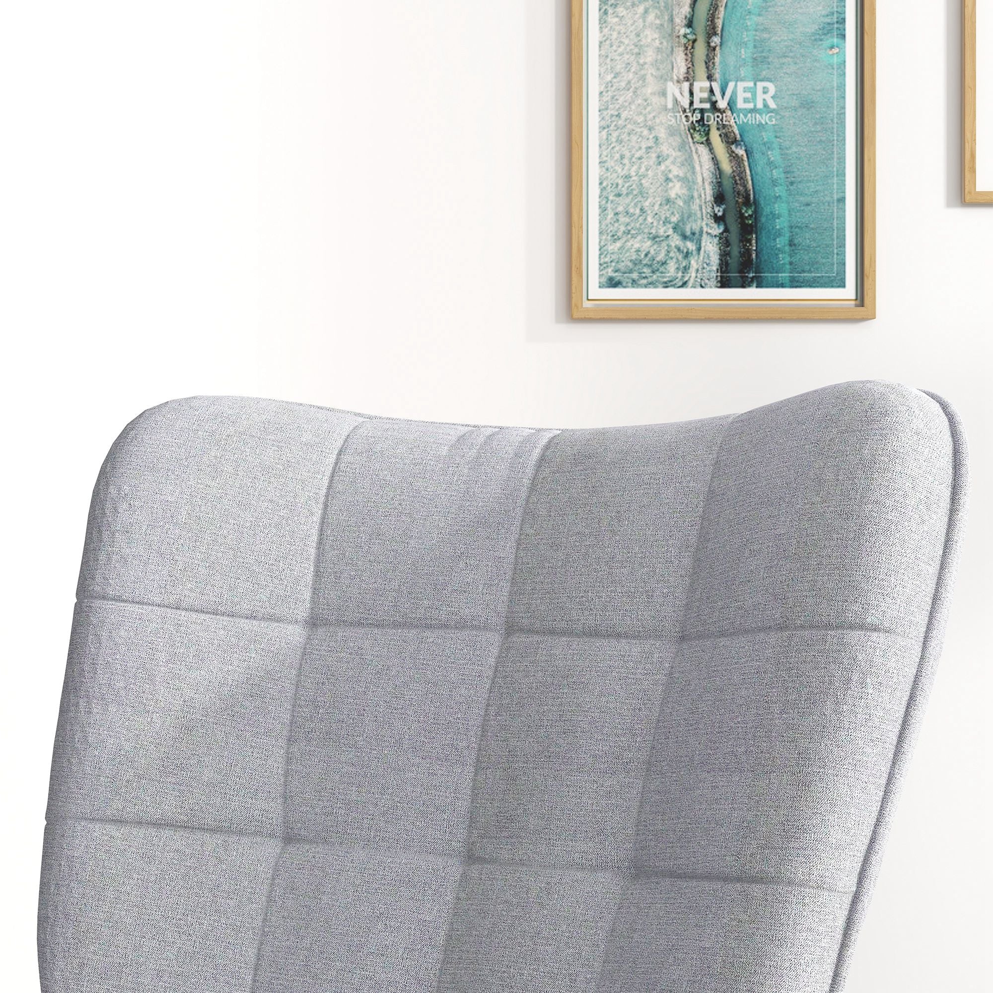 Rocking Chair with Stool, Armchair, Relaxing, 130 kg, Light Grey