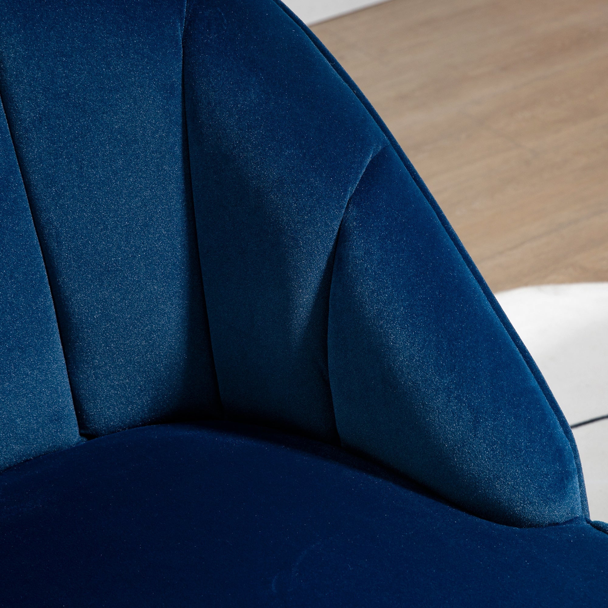 Wingback Armchair Lounge Recliner Steel Legs Velvet Look, Dark Blue