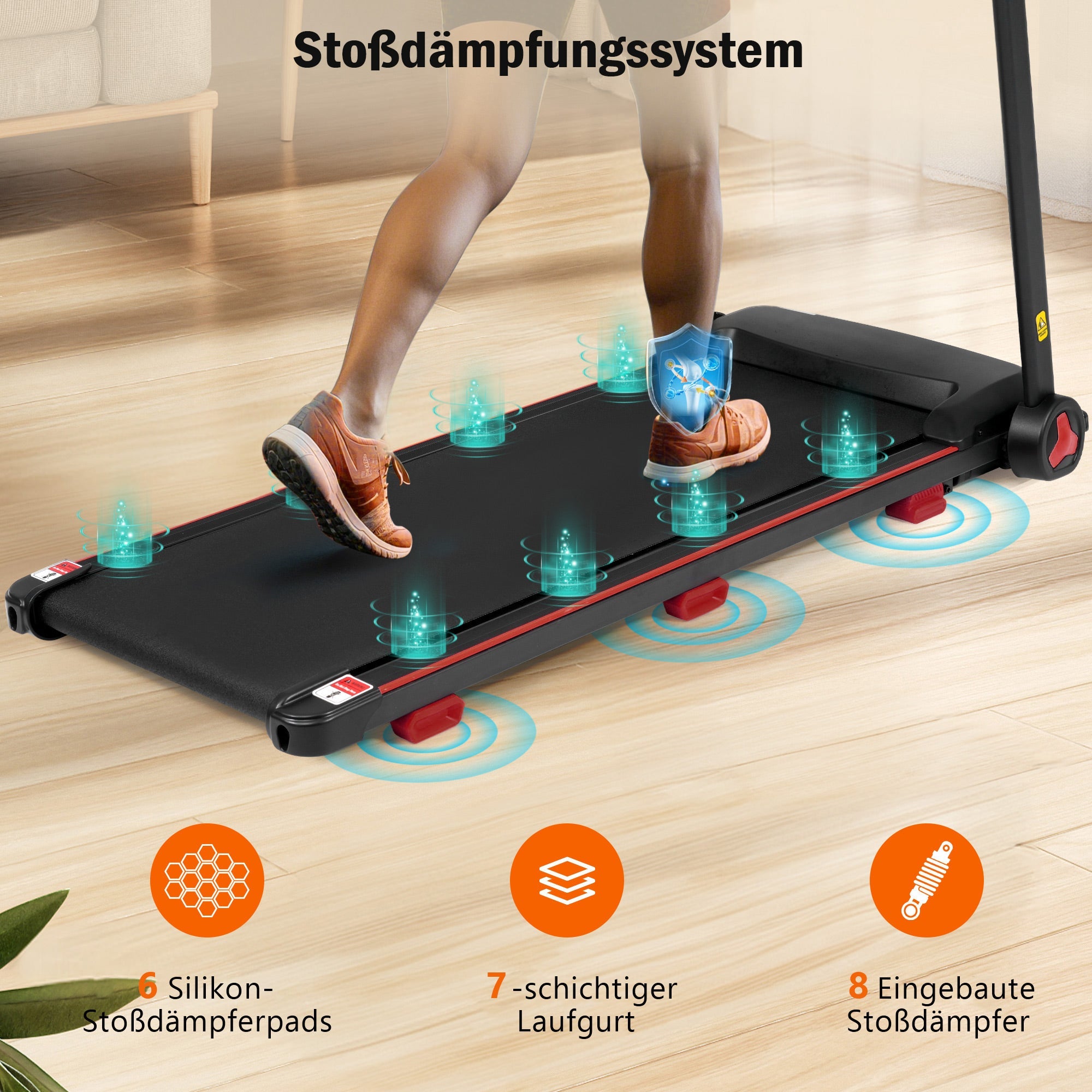 Treadmill for Home, Foldable 8% Incline 3.0 HP 120kg Max Load, Black