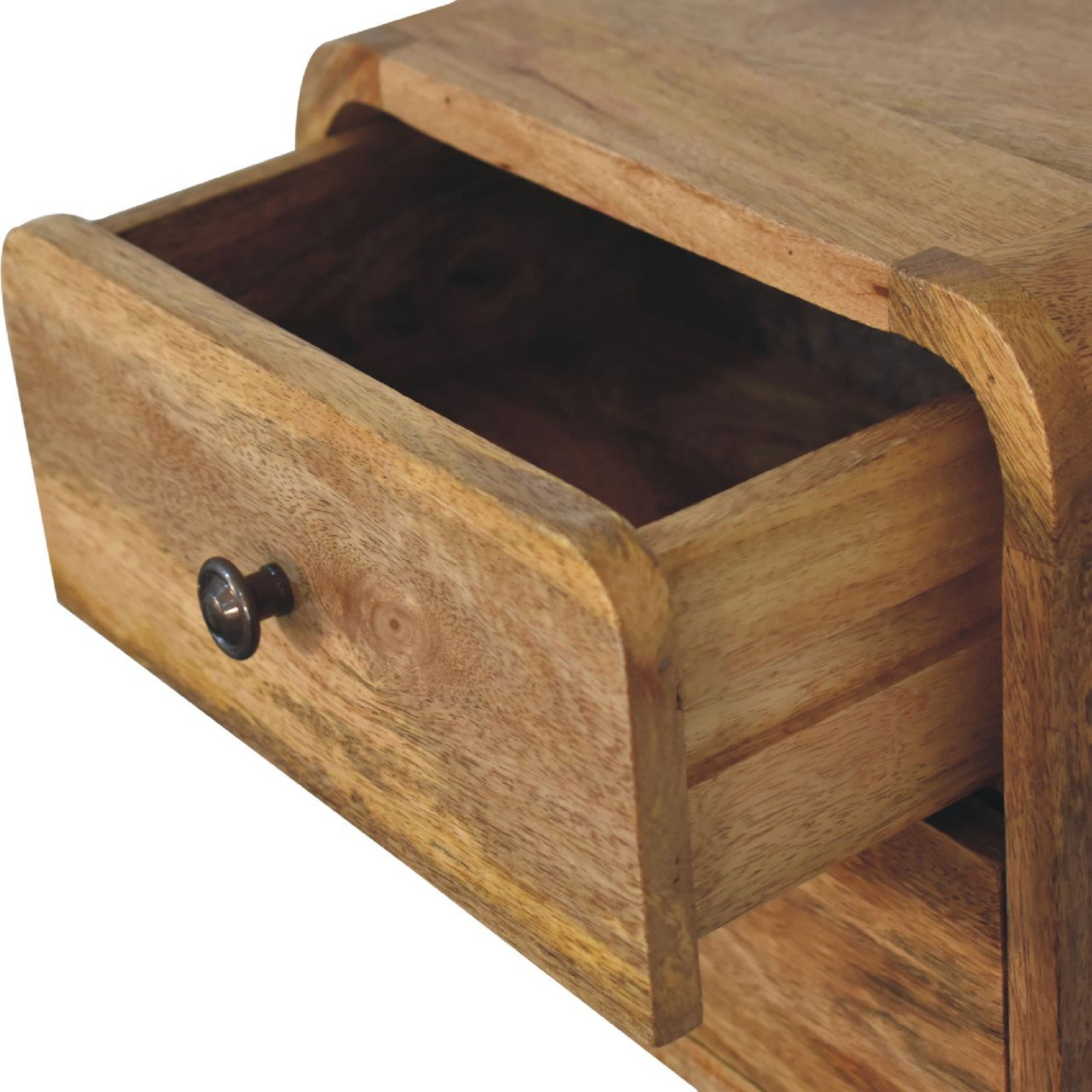 Floating Bedside Mini Curve, 2 Drawers, Solid Oak-ish Wood