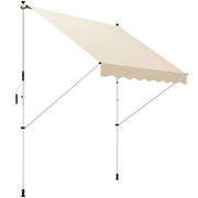 Folding Arm Awning, 300x150cm Height Adjustable Sunshade with Hand Crank, Aluminum Beige